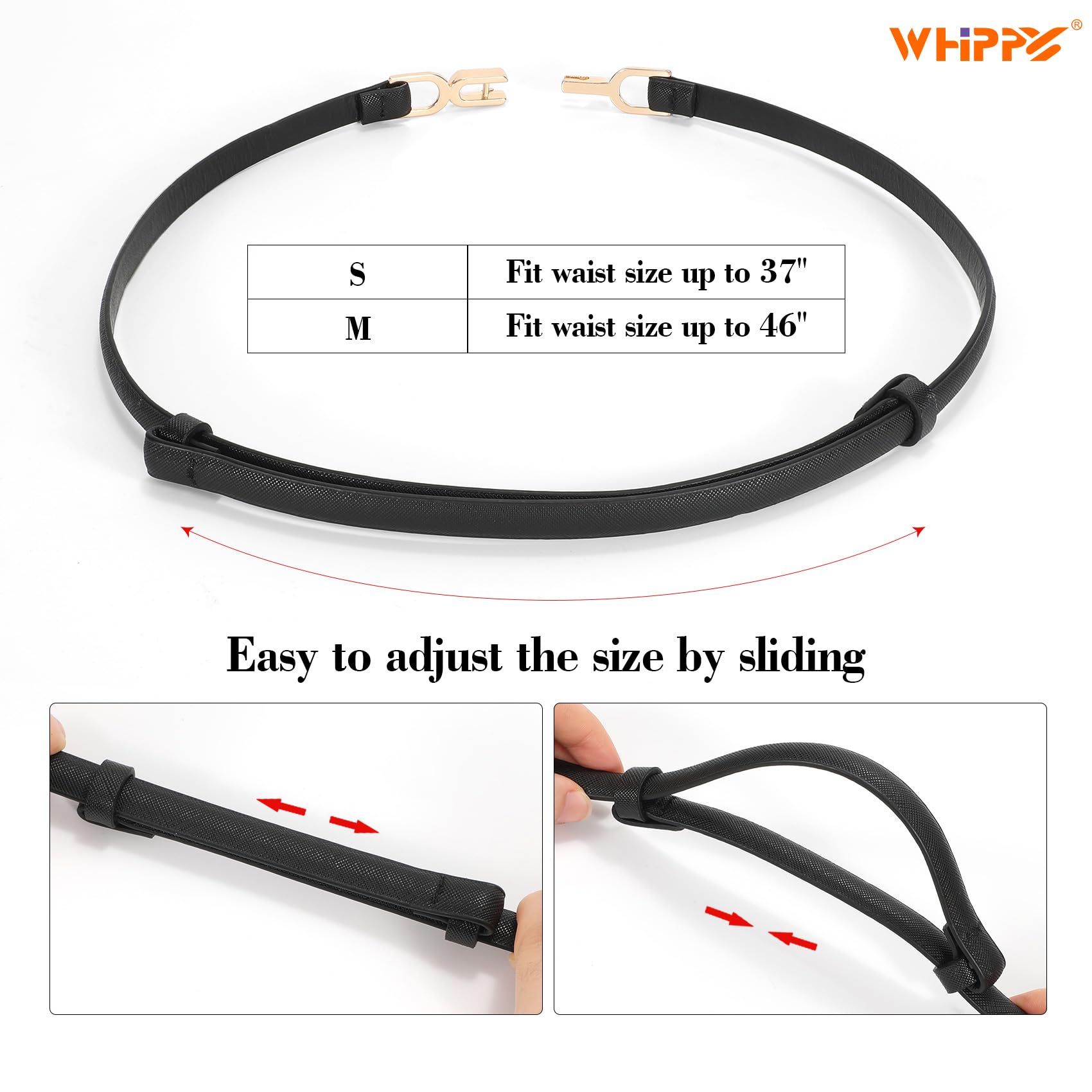 Foto 6 | Cinturón Whippy Para Mujer, Piel Delgada, Cintura Ajustable, Negro/marrón - Venta Internacional.