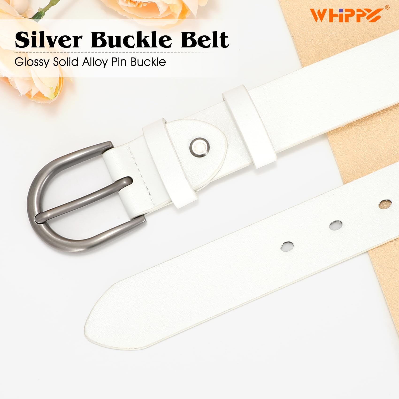 Foto 4 pulgar | Cinturón De Cuero Whippy Para Mujer Para Jeans, Pantalones Y Vestidos M, Blanco - Venta Internacional.