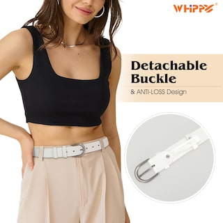 Foto 4 | Cinturón De Cuero Whippy Para Mujer Para Jeans, Pantalones Y Vestidos M, Blanco - Venta Internacional.
