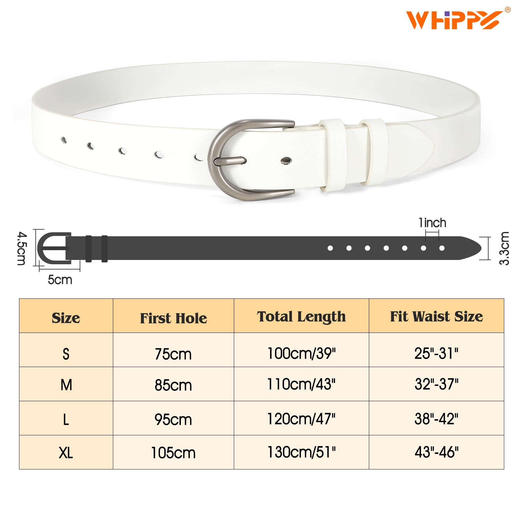 Foto 7 pulgar | Cinturón De Cuero Whippy Para Mujer Para Jeans, Pantalones Y Vestidos M, Blanco - Venta Internacional.
