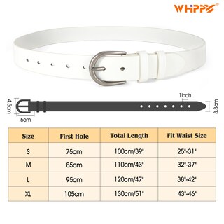 Foto 6 | Cinturón De Cuero Whippy Para Mujer Para Jeans, Pantalones Y Vestidos M, Blanco - Venta Internacional.