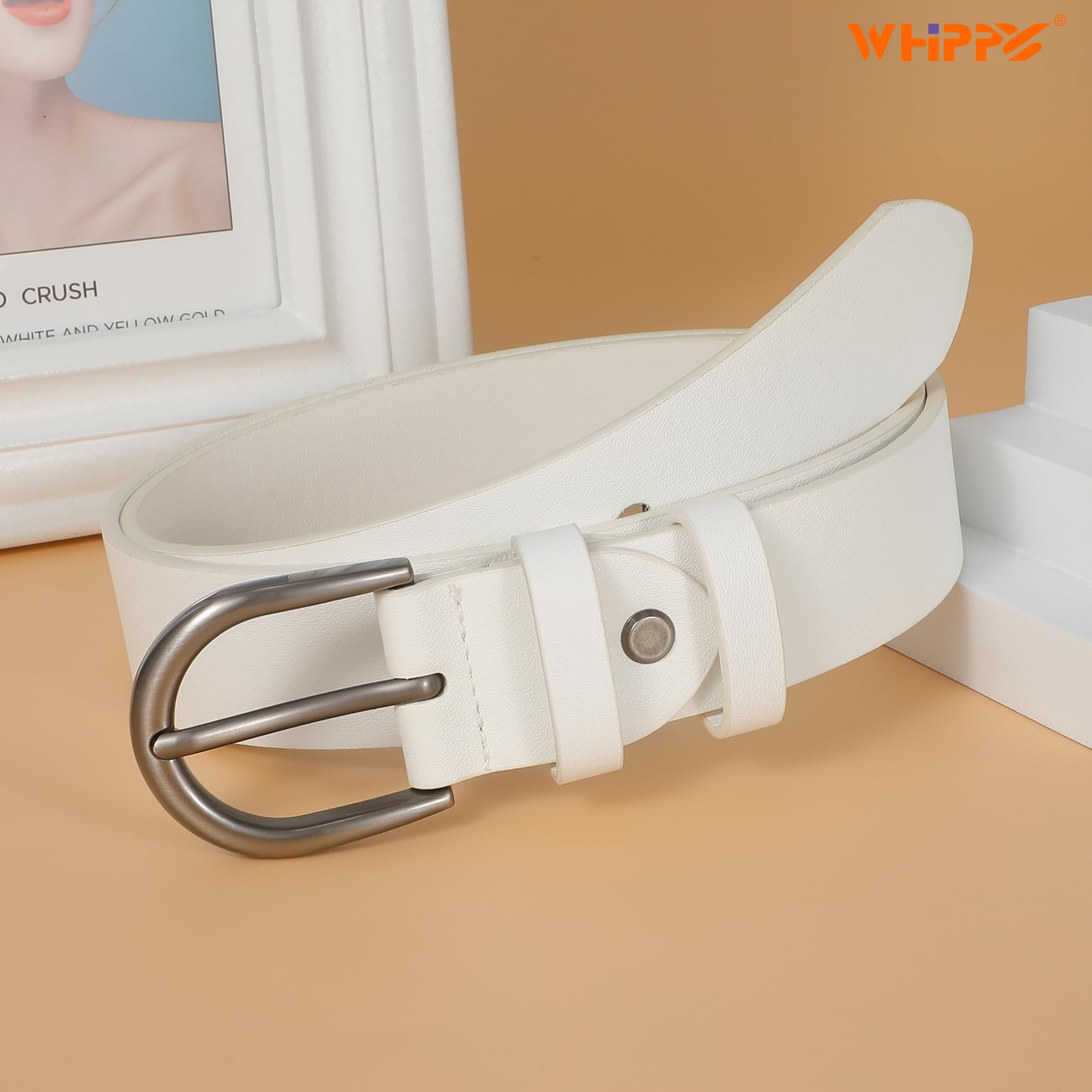 Foto 7 | Cinturón De Cuero Whippy Para Mujer Para Jeans, Pantalones Y Vestidos M, Blanco - Venta Internacional.