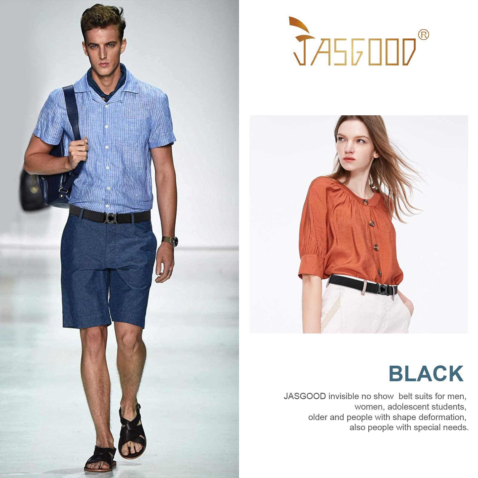 Foto 7 | Cinturón Invisible Jasgood Para Mujer, Elástico, Ajustable En A, Negro - Venta Internacional.