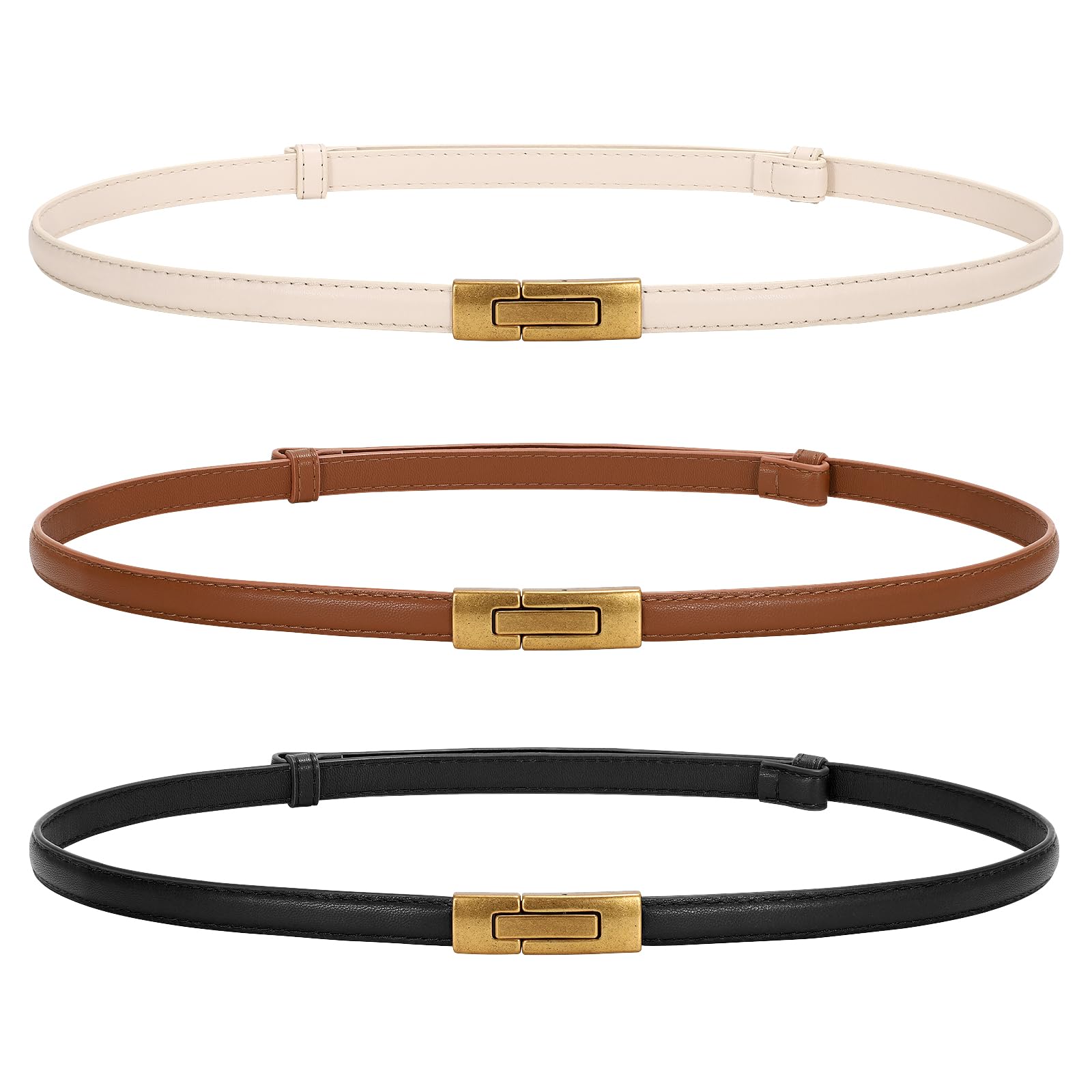 Foto 1 | Cinturón Jasgood De Piel Delgada Para Mujer Con Hebilla Dorada - Venta Internacional.