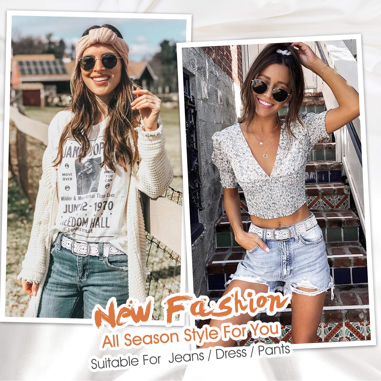 Foto 2 | Cinturón Ancho De Piel Jasgood Con Diseño De Flor Hueca Para Mujer - Venta Internacional.