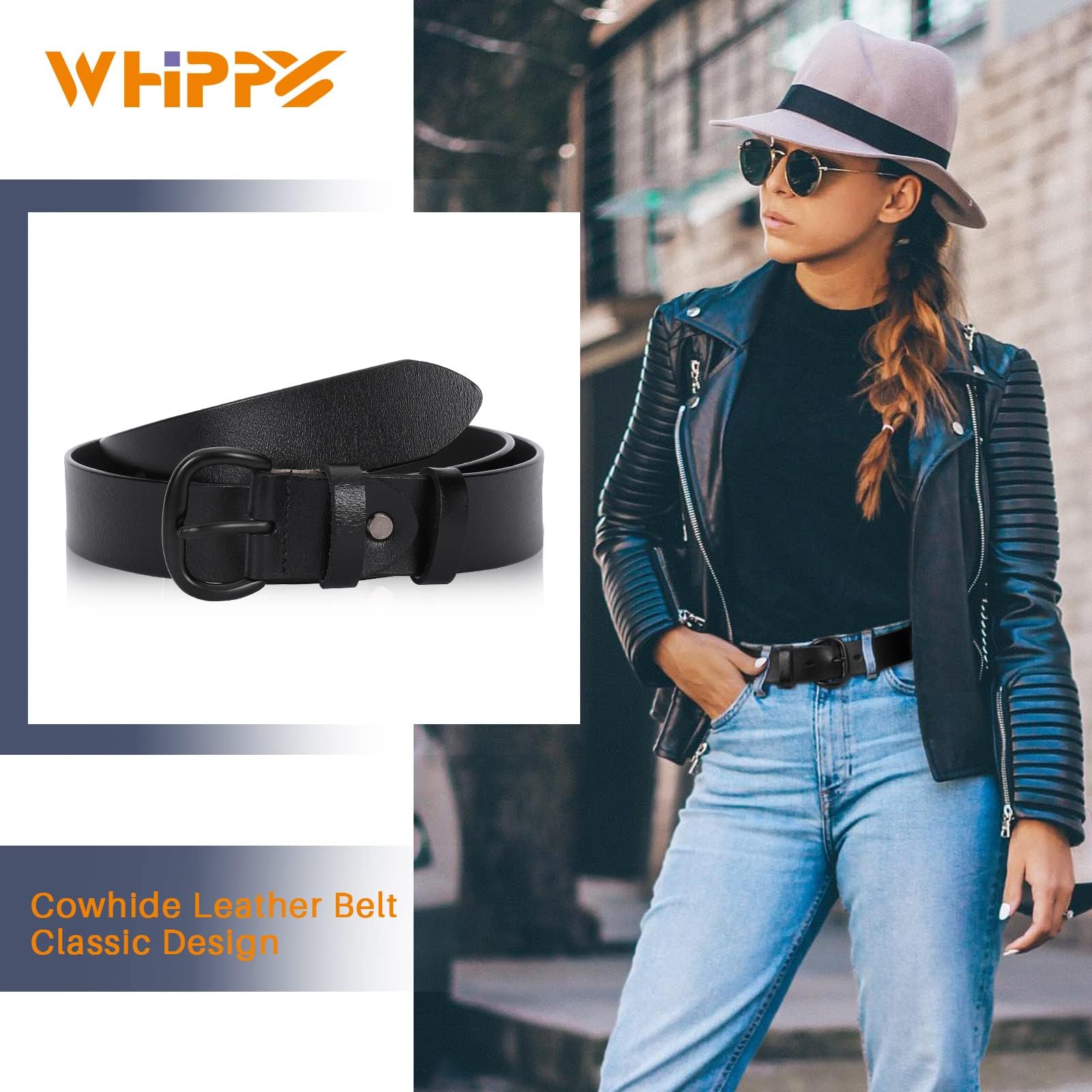 Foto 4 pulgar | Cinturón De Piel Whippy Para Mujer, Para Jeans, Pantalones Y Vestidos, Negro, Xl - Venta Internacional.