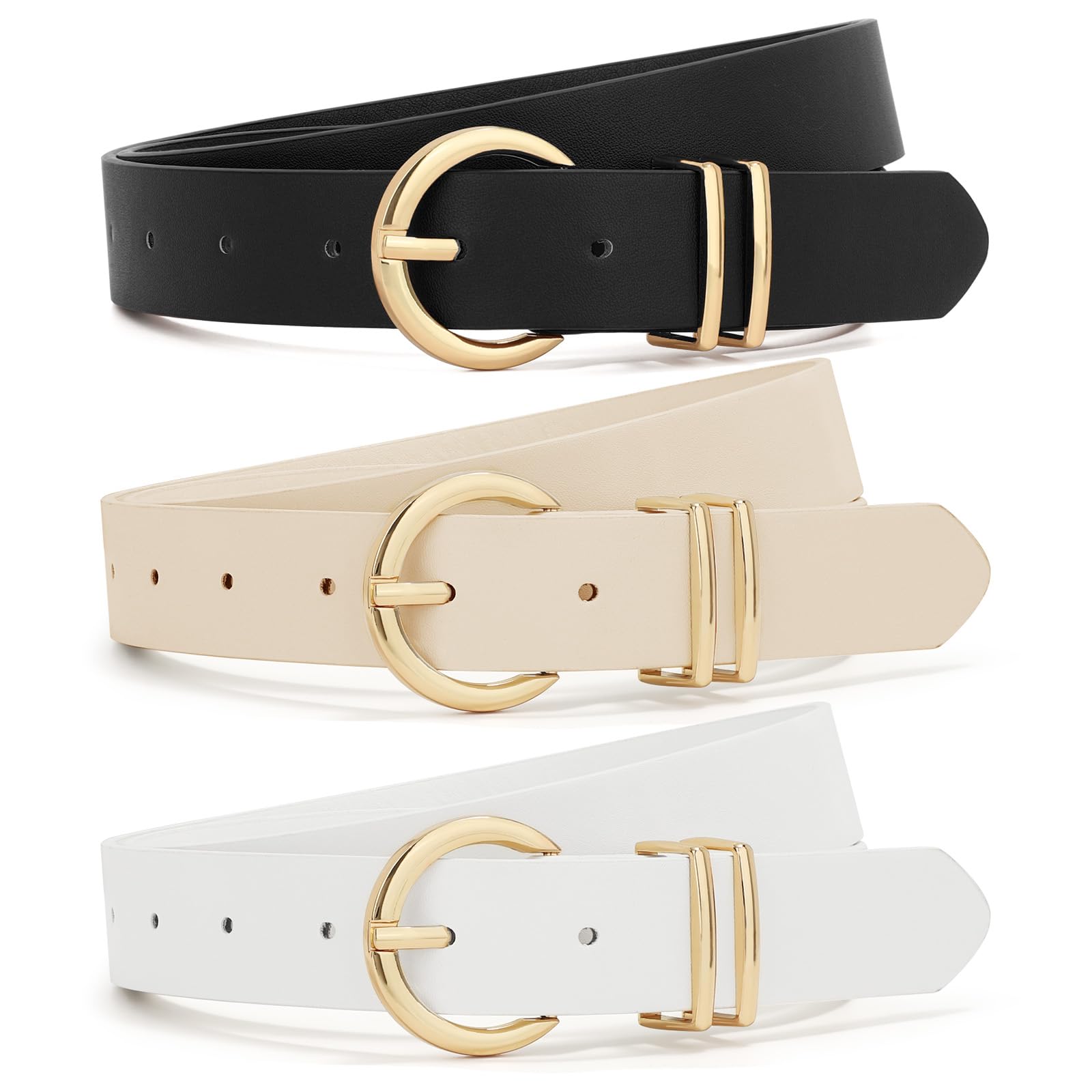 Foto 2 pulgar | Pantalones Vaqueros De Cuero Belt Xzqtive Para Mujer Con Hebilla Dorada - Venta Internacional.