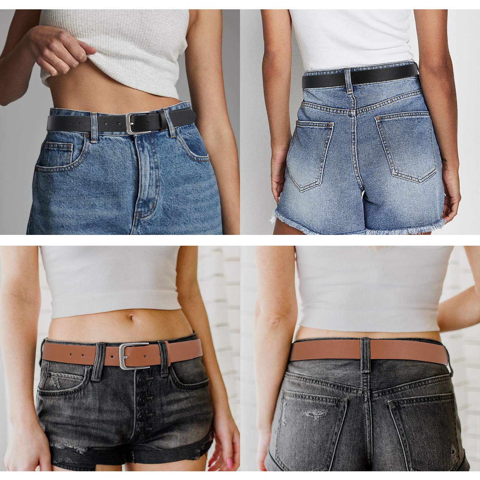 Foto 3 | Cinturón De Piel Whippy Casual Para Mujer Para Jeans, Negro (64-79 Cm) - Venta Internacional.