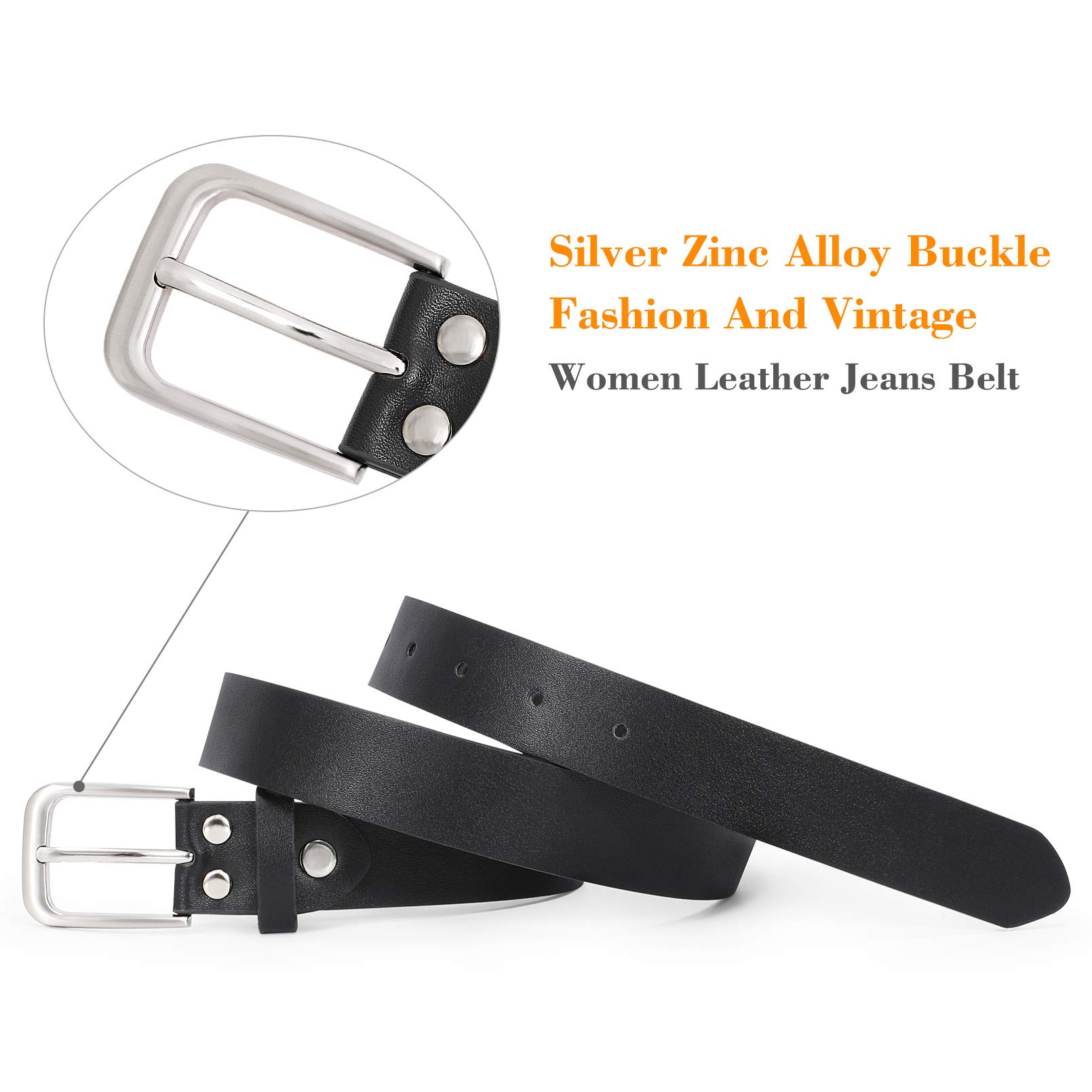 Foto 5 | Cinturón De Piel Whippy Casual Para Mujer Para Jeans, Negro (64-79 Cm) - Venta Internacional.