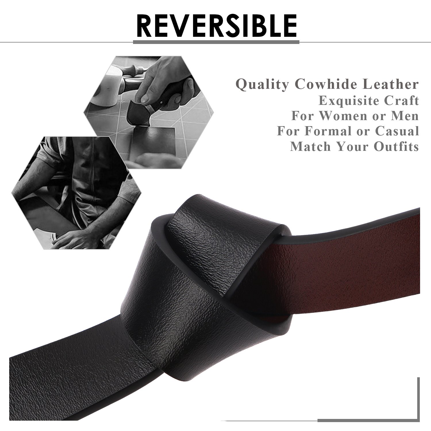 Foto 5 pulgar | Cinturón De Piel Reversible Xzqtive Para Mujer Con Hebilla Metálica - Venta Internacional.