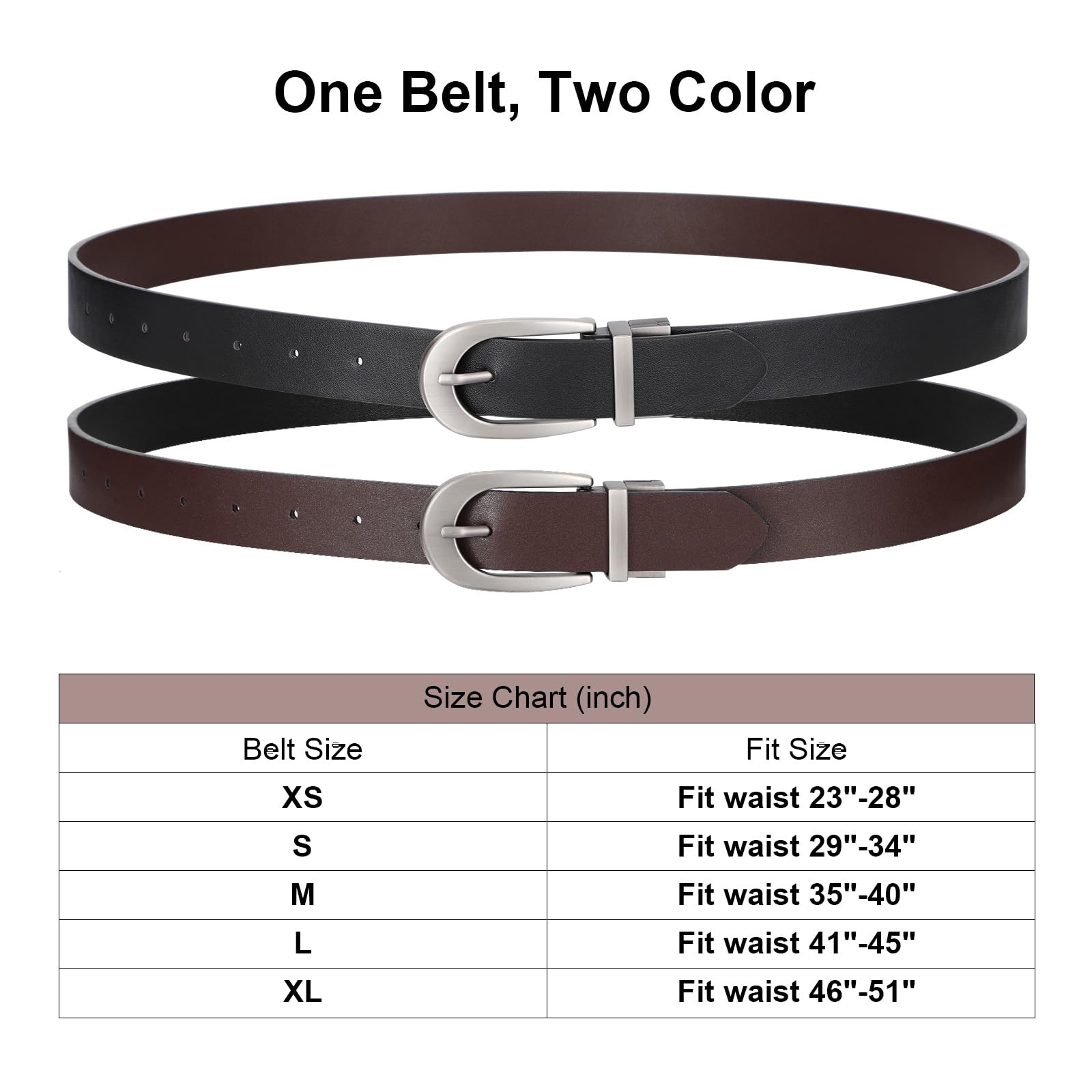 Foto 5 | Cinturón De Piel Reversible Xzqtive Para Mujer Con Hebilla Metálica - Venta Internacional.