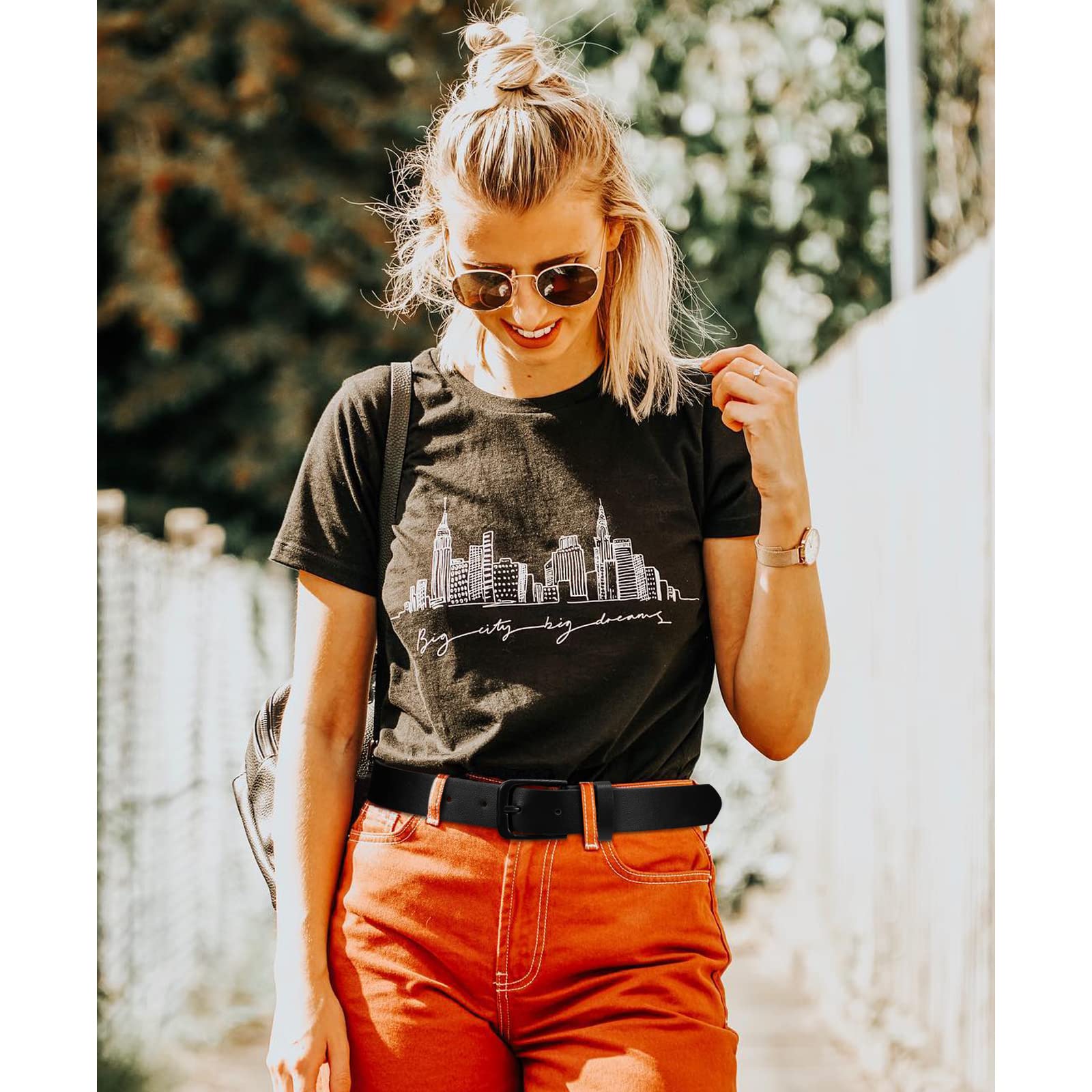 Foto 6 pulgar | Cinturón De Cuero Whippy Casual Para Mujer Para Jeans Con Hebilla Negra - Venta Internacional.