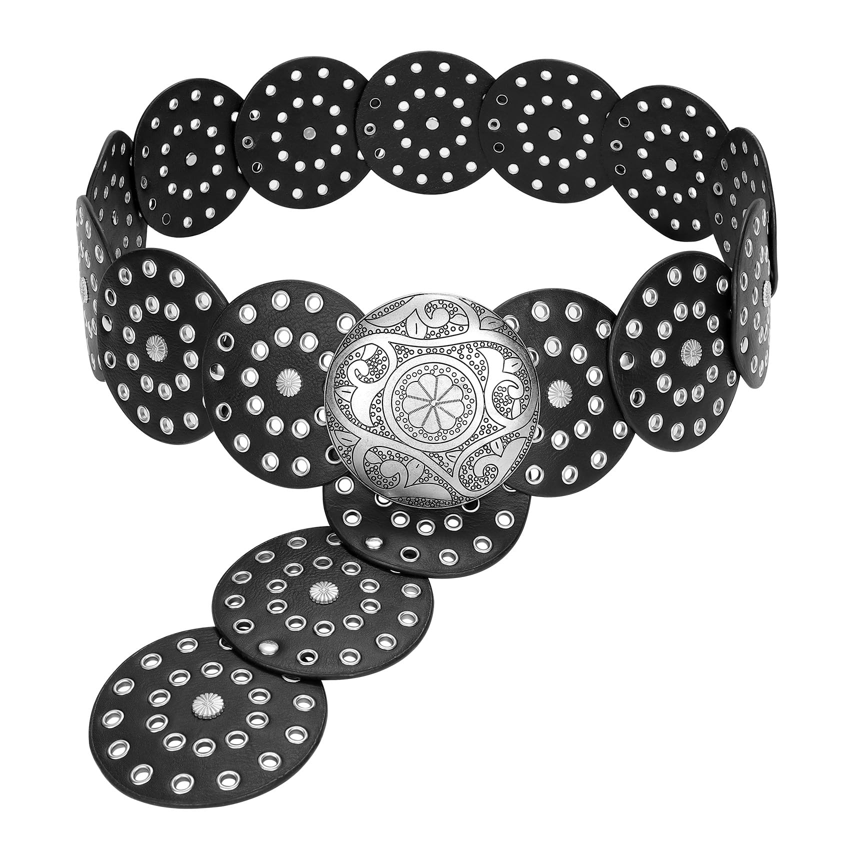 Cinturón Vaquero Jasgood Wide Hollow Disc De Piel Para Mujer - Venta Internacional.