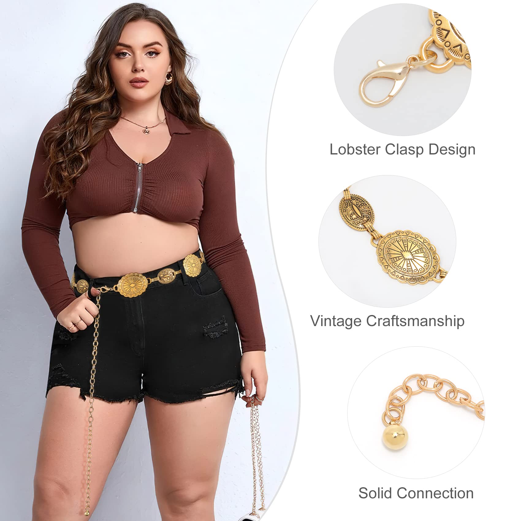 Foto 4 | Cinturón De Cadena Whippy Para Mujer Con Eslabones Metálicos, Color Turquesa Occidental - Venta Internacional.