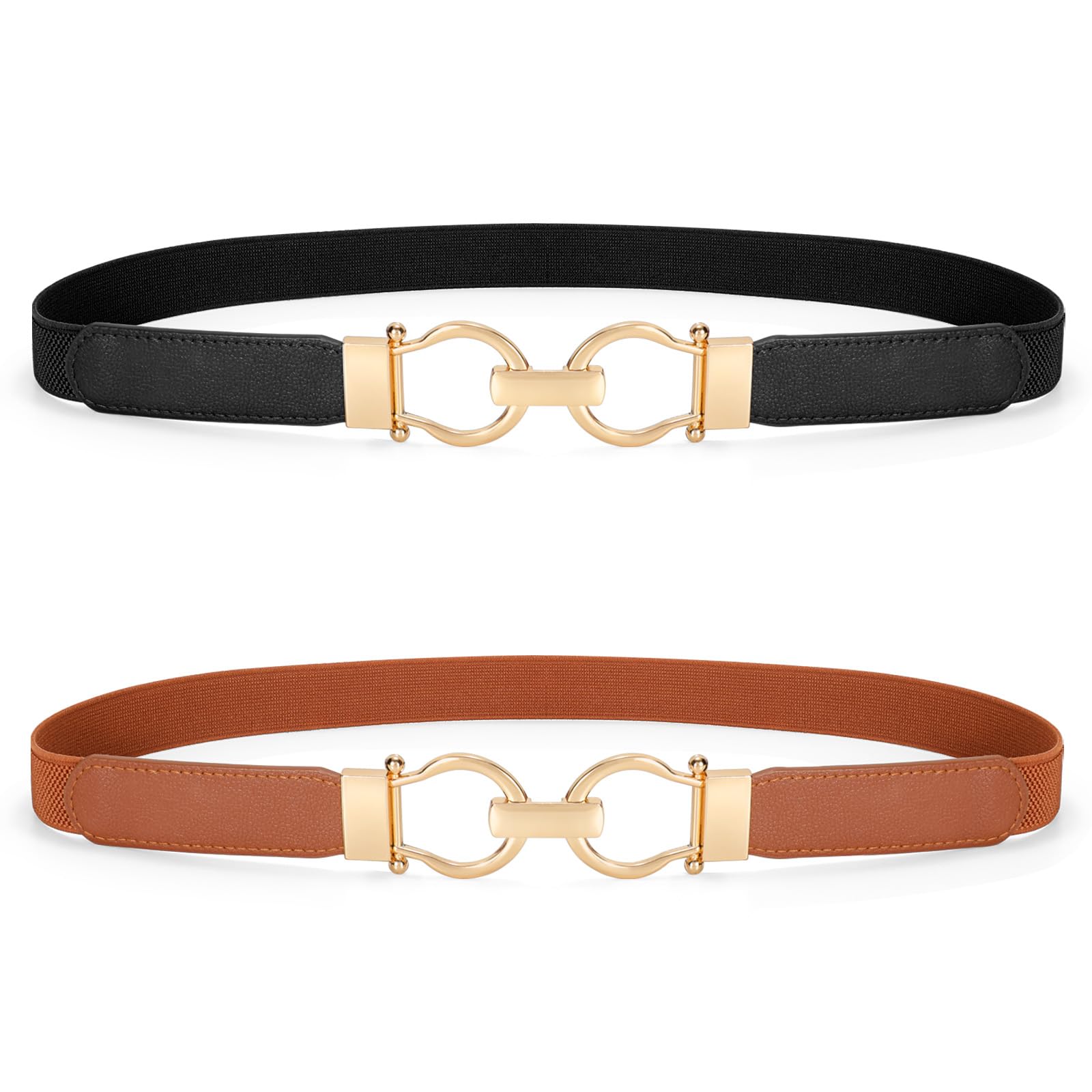 Foto 1 | Cinturones Elásticos Whippy Skinny Para Mujer Con Hebilla Dorada, Paquete De 2 - Venta Internacional.
