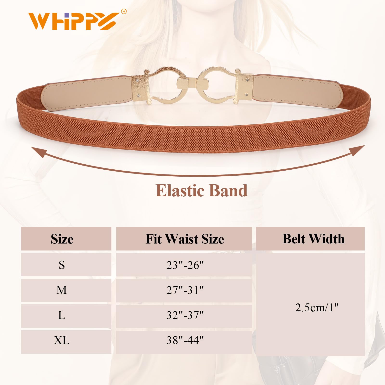 Foto 5 | Cinturones Elásticos Whippy Skinny Para Mujer Con Hebilla Dorada, Paquete De 2 - Venta Internacional.