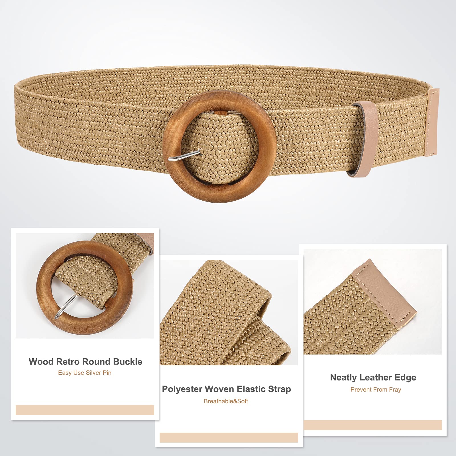 Foto 6 pulgar | Set De 4 Cinturones De Vestir Elásticos Ajustados Para Mujer Jasgood (negro+beige+raya+caqui) - Venta Internacional.