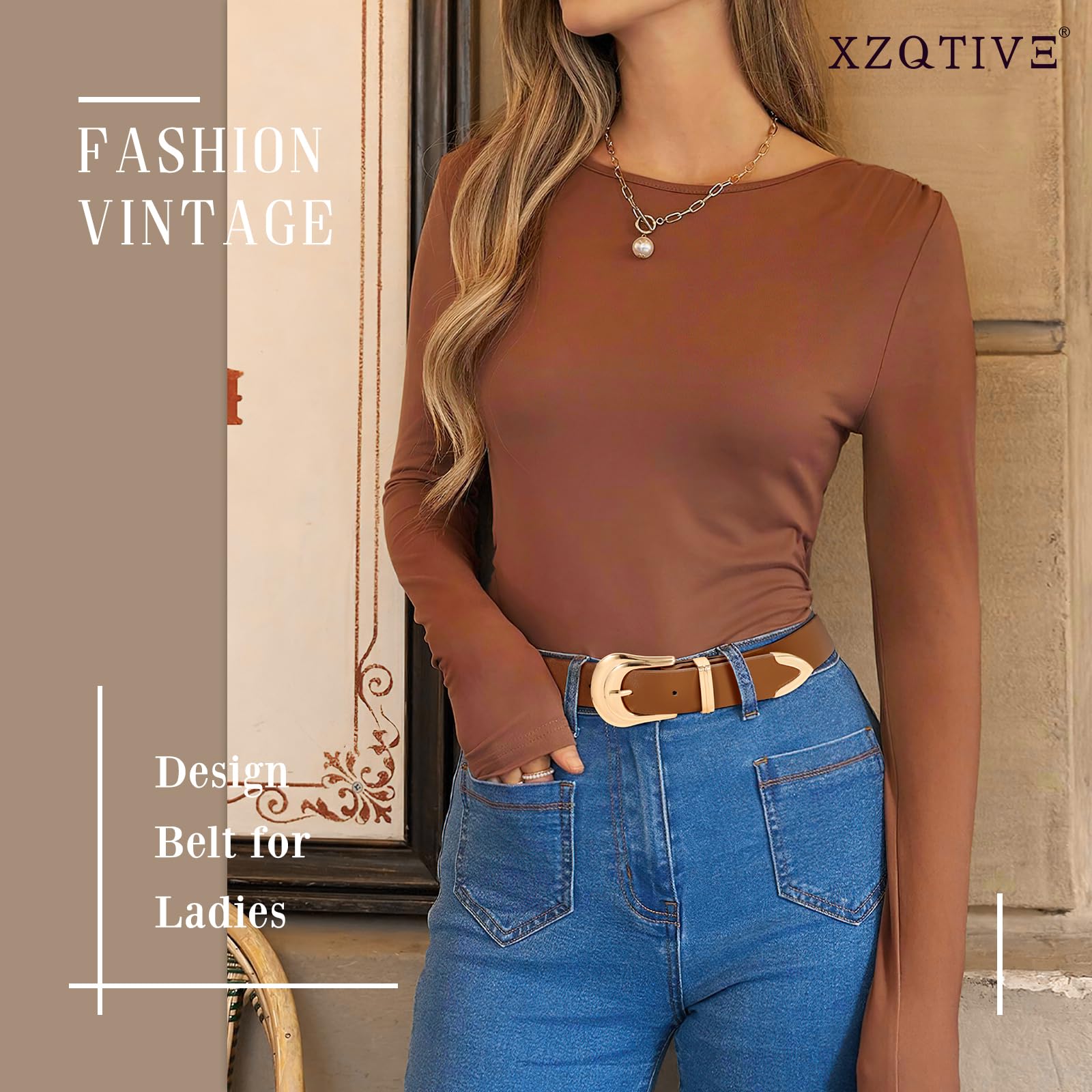 Foto 4 pulgar | Cinturón De Cuero Xzqtive Para Mujer, Talla Grande, Hebilla Occidental Plateada - Venta Internacional.