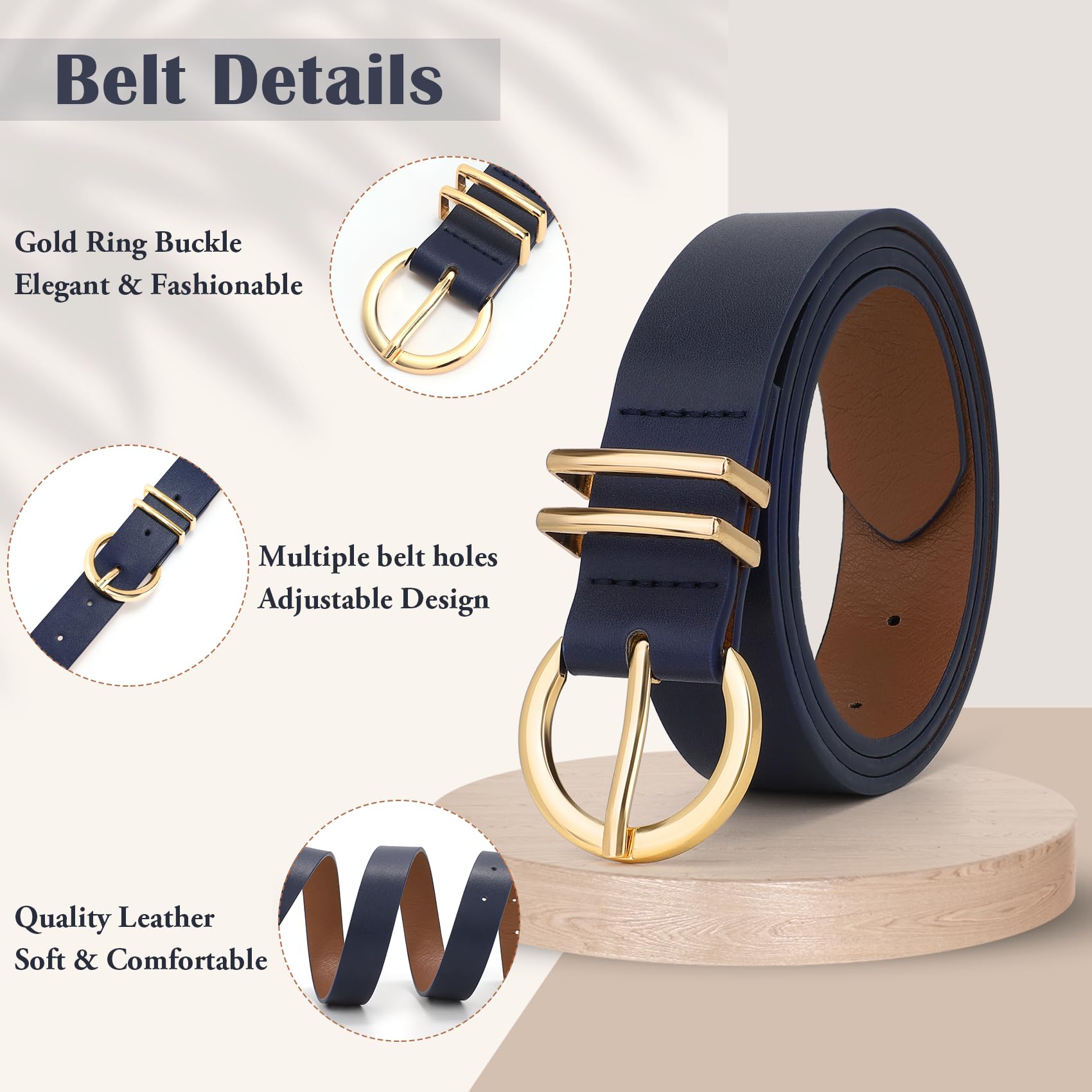 Foto 3 | Cinturón De Piel Whippy De Diseñador De Moda Para Mujer Con Hebilla Dorada - Venta Internacional.