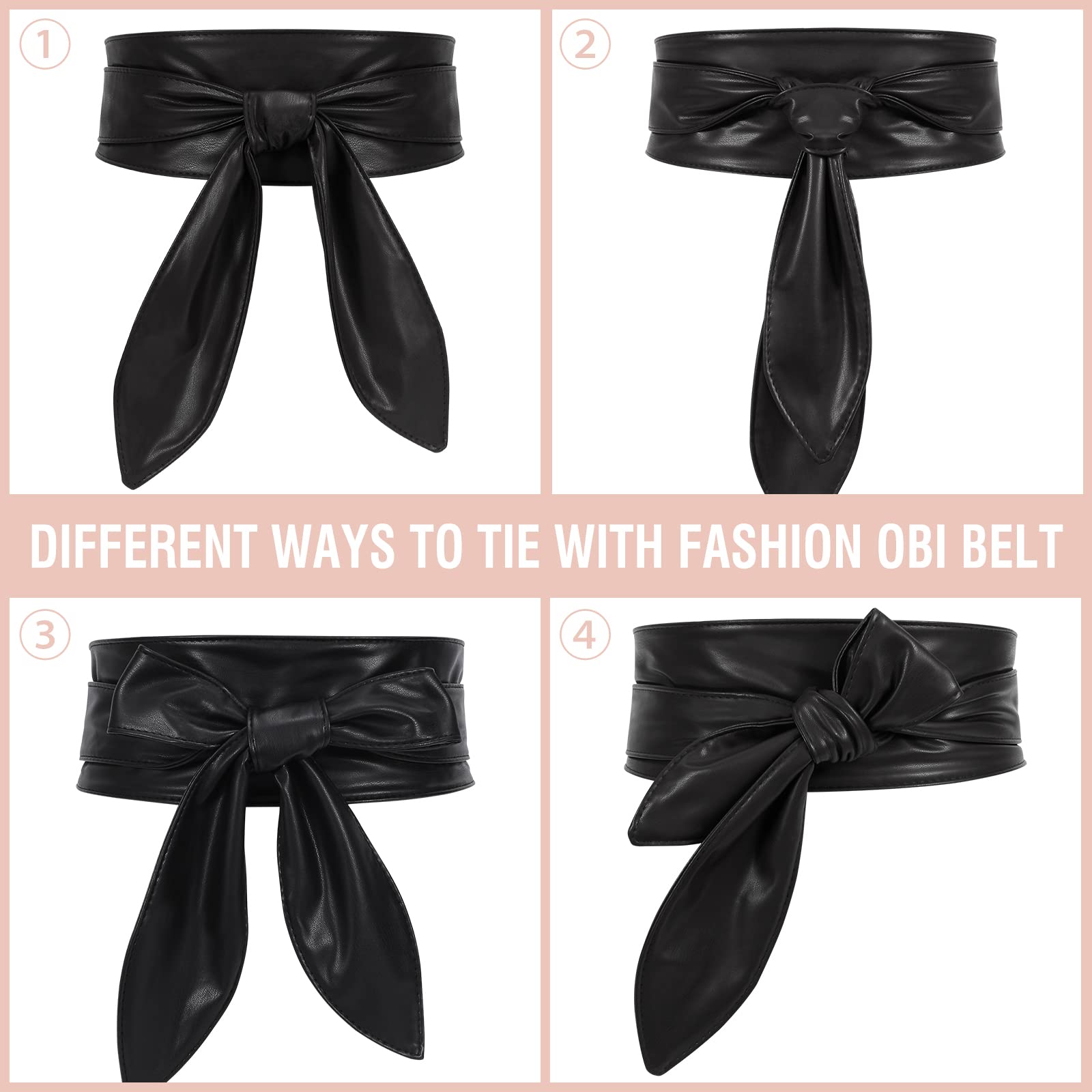 Foto 6 pulgar | Cinturón Obi Belt Whippy A La Moda Para Mujer, Cintura Ancha, Negra - Venta Internacional.