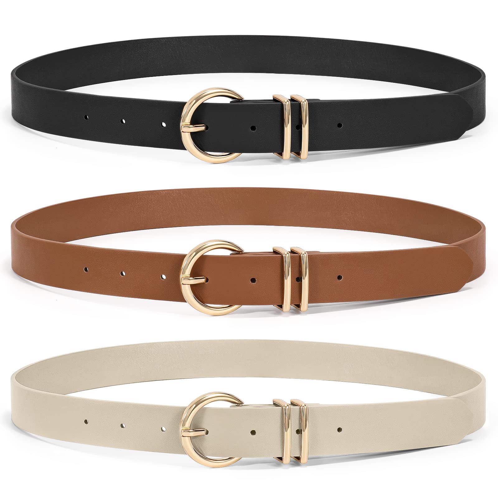 Foto 3 pulgar | Pantalones Vaqueros De Cuero Belt Xzqtive Para Mujer Con Hebilla Dorada - Venta Internacional.