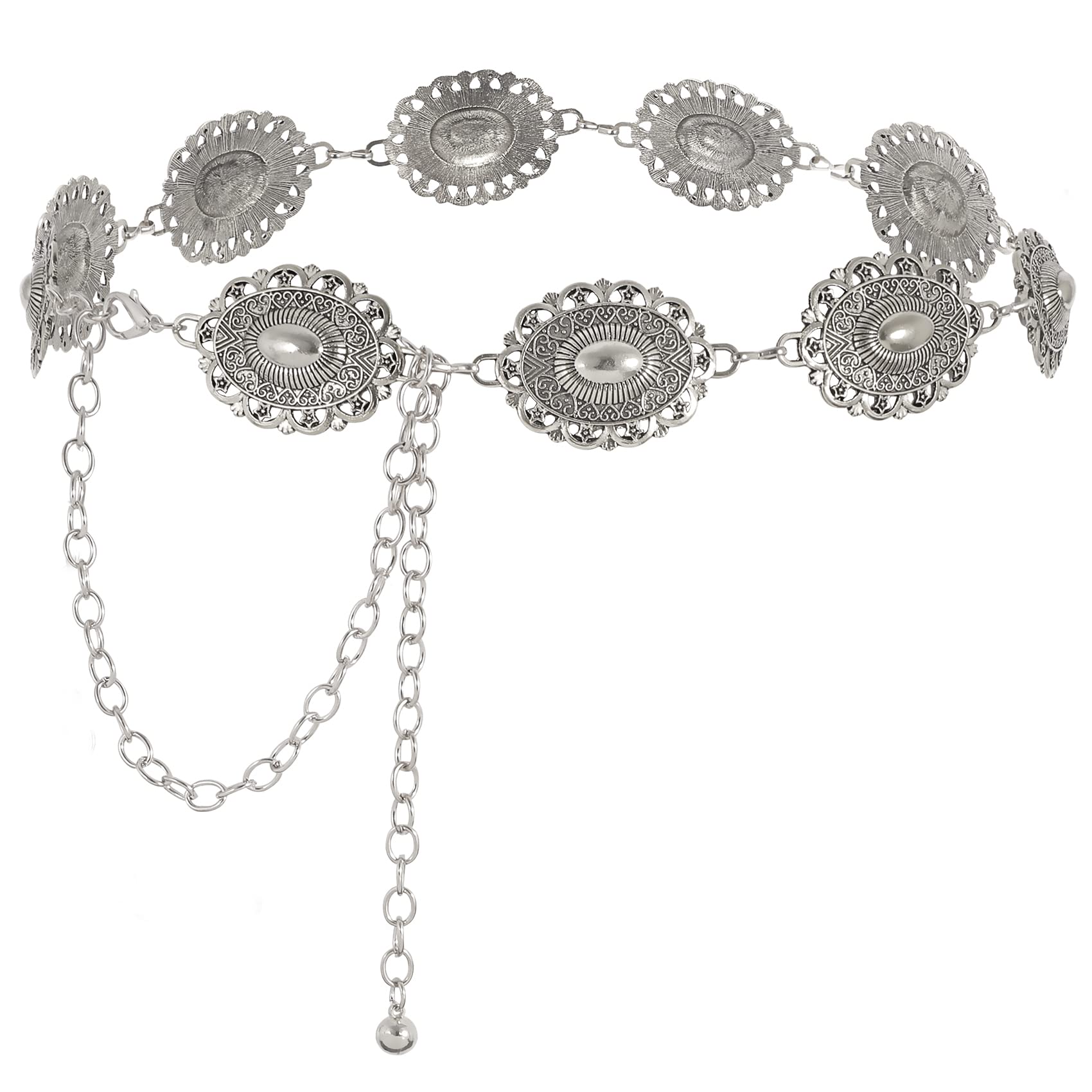 Cinturón De Cadena Whippy Para Mujer Con Eslabones Metálicos, Color Turquesa Occidental - Venta Internacional.