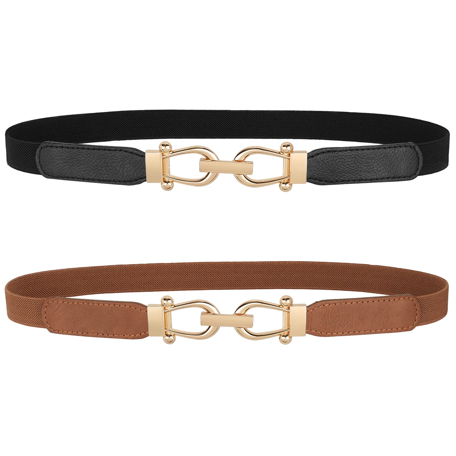 Cinturón Elástico Jasgood Para Mujer, Ajustado Para Vestidos, Paquete De 2, Negro+marrón - Venta Internacional.