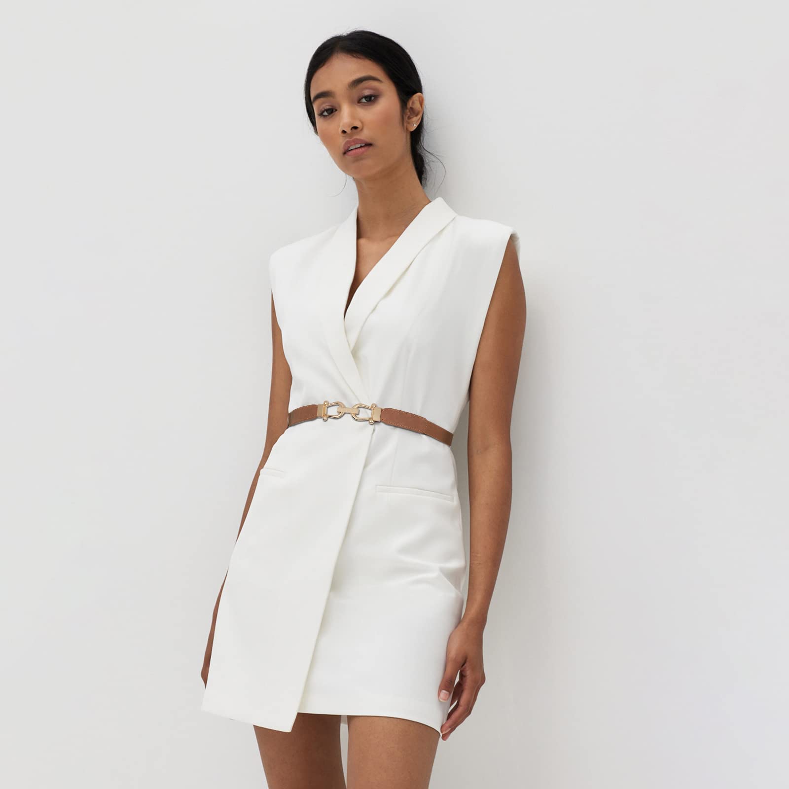 Foto 7 | Cinturón Elástico Jasgood Para Mujer, Ajustado Para Vestidos, Paquete De 2, Negro+marrón - Venta Internacional.
