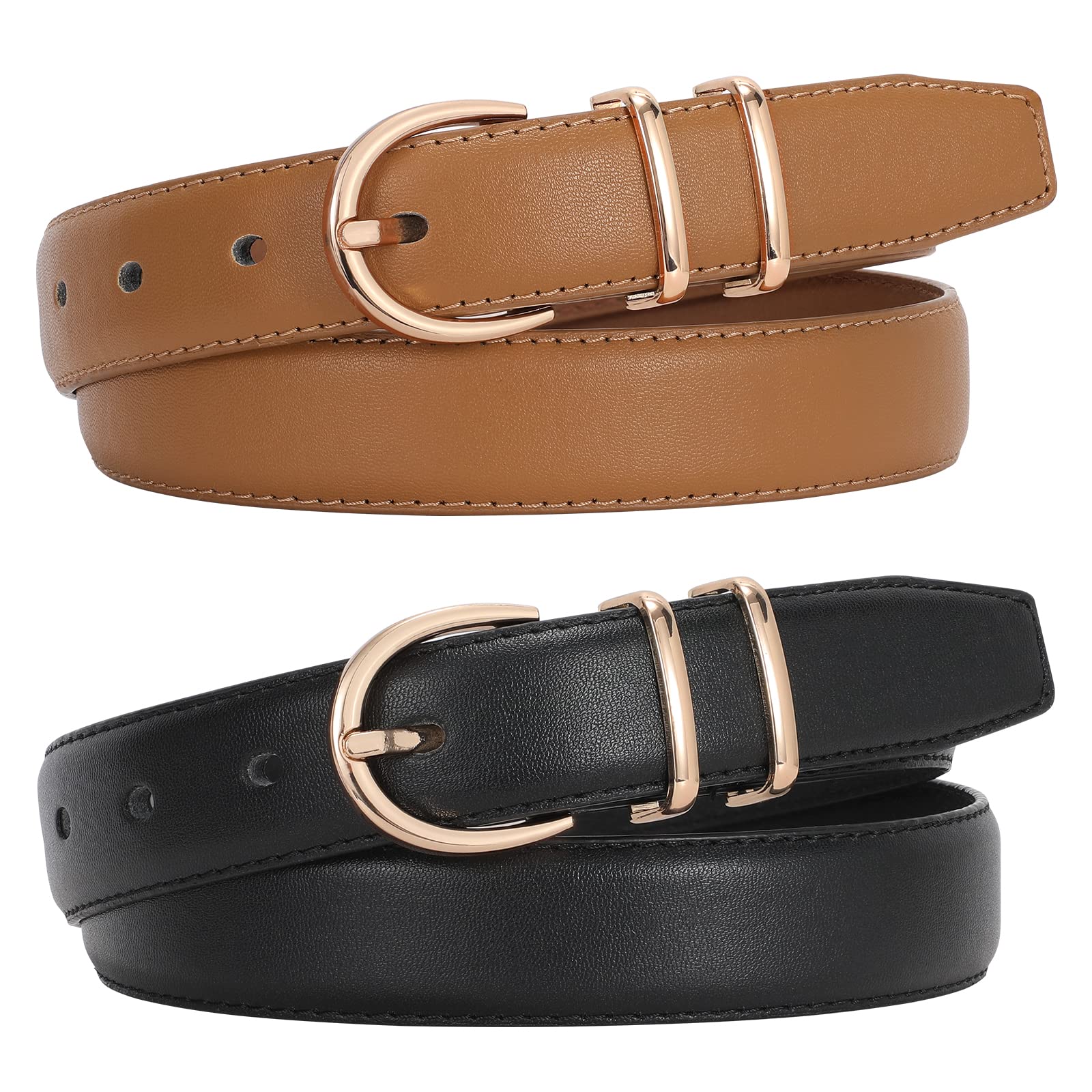 Foto 2 pulgar | Cinturón Jasgood De Piel Para Mujer A La Moda De Jeans Con Hebilla Dorada - Venta Internacional.