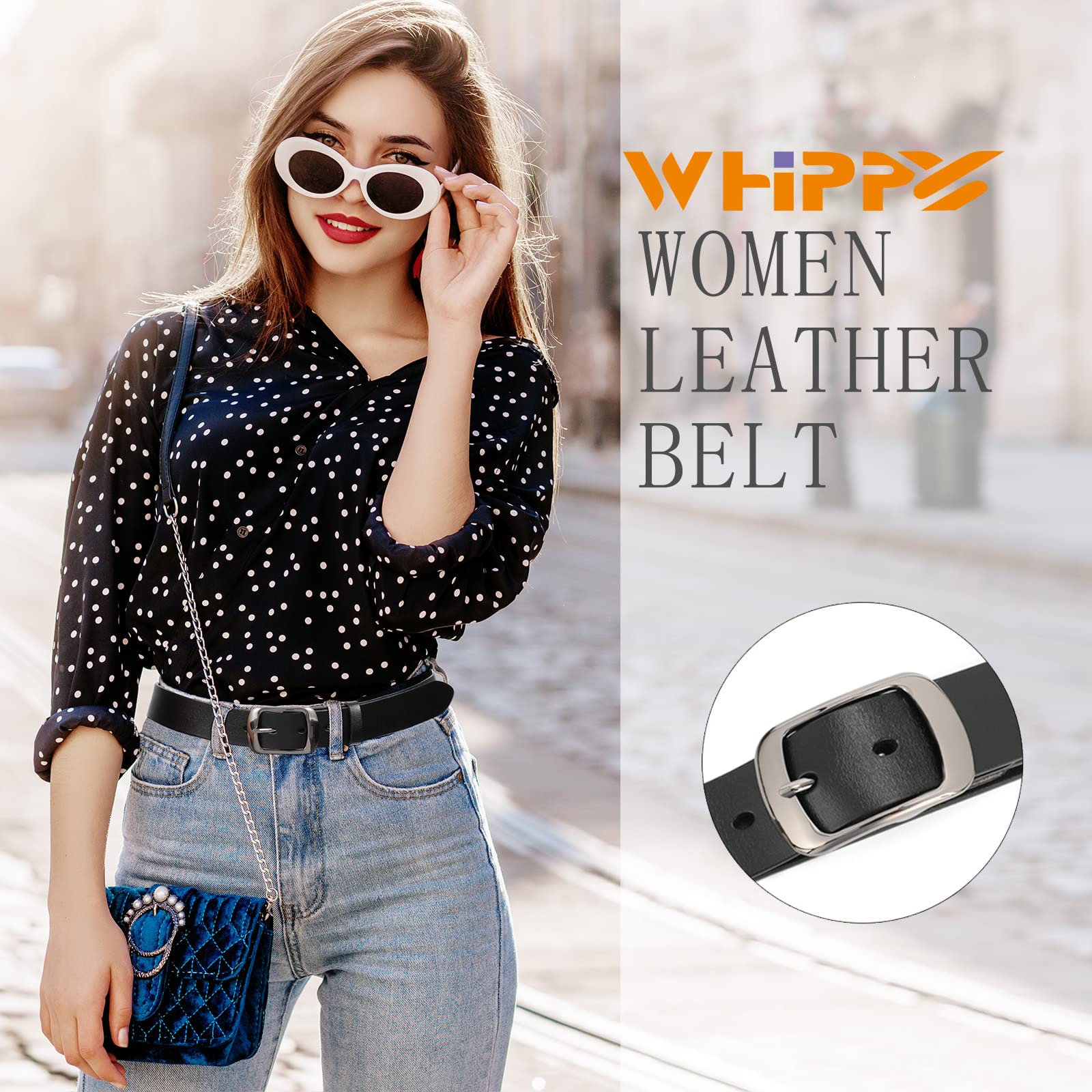 Foto 2 | Cinturón De Piel Whippy Para Mujer, Pantalones Vaqueros Con Hebilla, Color Negro - Venta Internacional.