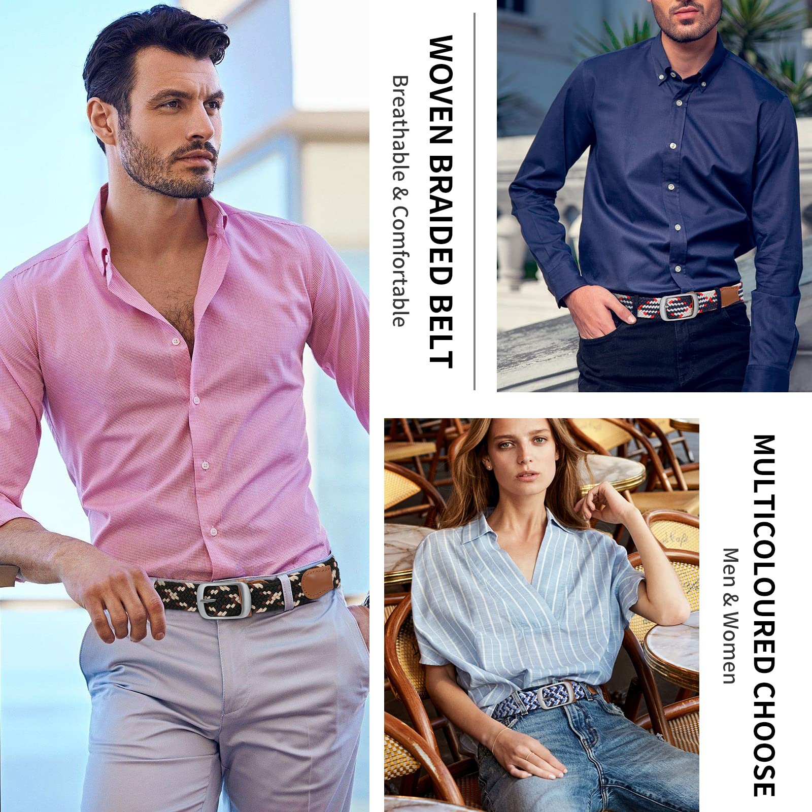 Foto 4 | Cinturón Trenzado Xzqtive Para Hombre Y Mujer Tejido Multicolor - Venta Internacional.
