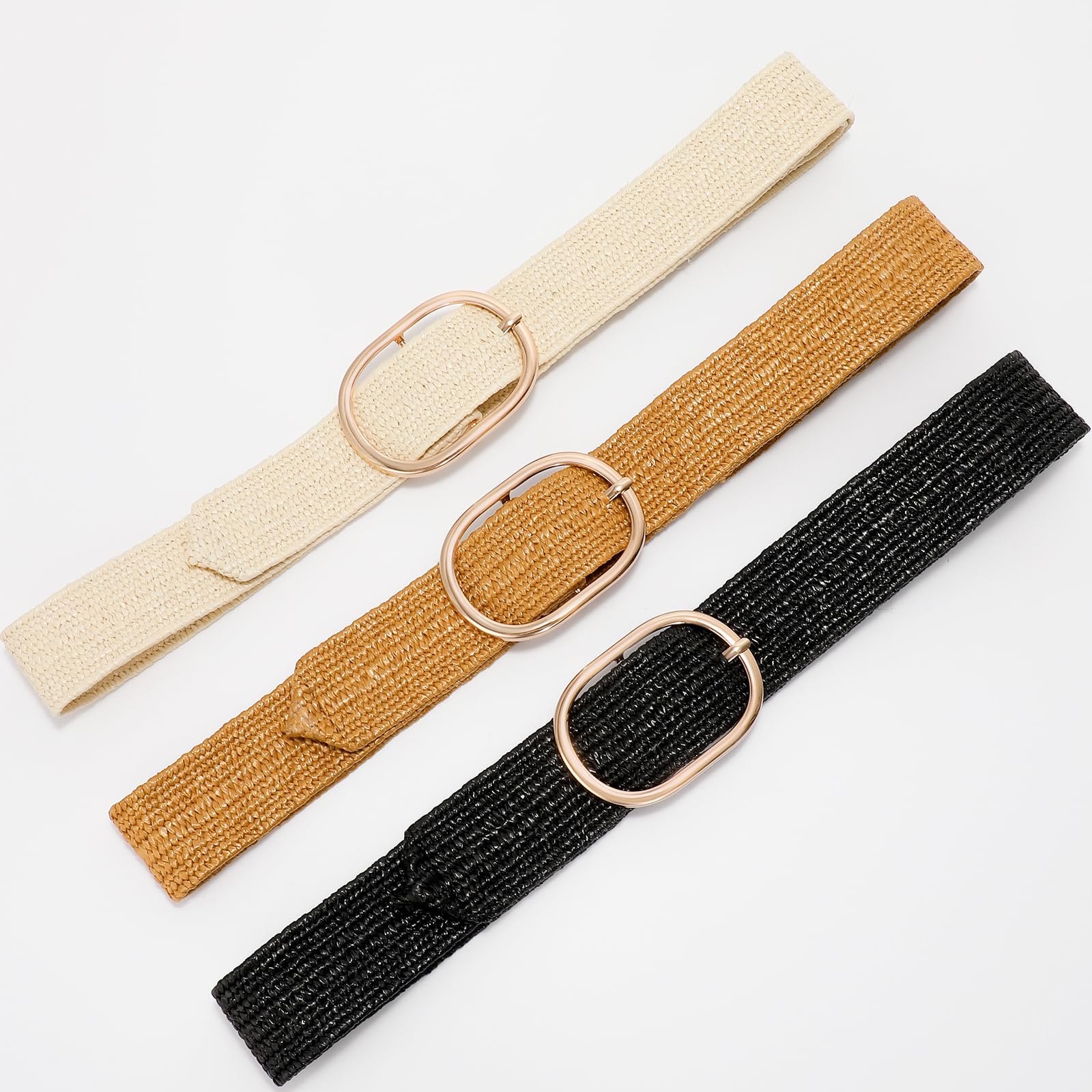 Foto 7 pulgar | Cinturón Tejido De Paja Xzqtive Para Mujer Con Cintura Elástica Trenzada - Venta Internacional.