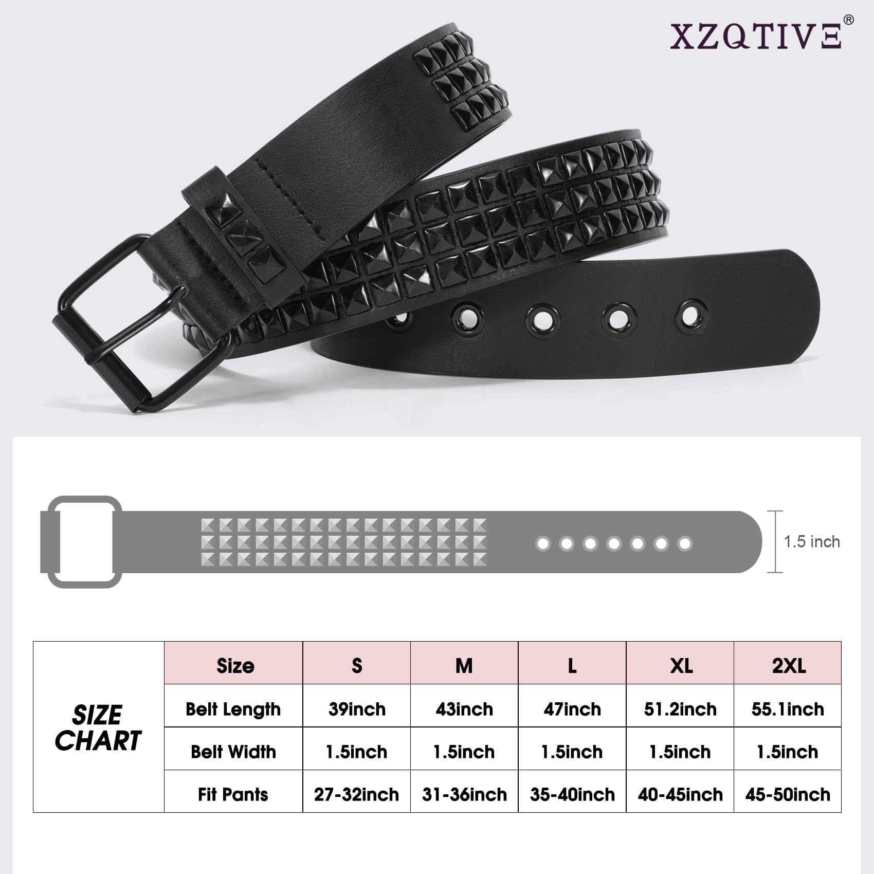 Foto 8 pulgar | Cinturón Con Tachuelas Xzqtive Punk Rivet Leather Para Mujer/hombre Negro - Venta Internacional.