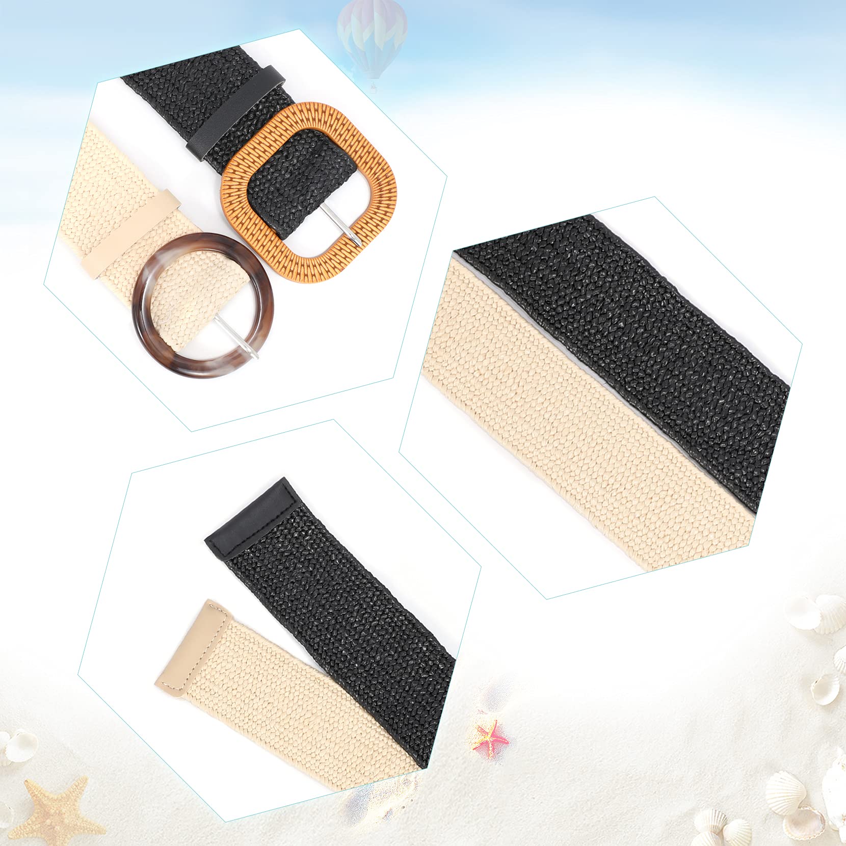 Foto 8 pulgar | Juego De 4 Cinturones Elásticos Tejidos En Paja Para Mujer - Venta Internacional.