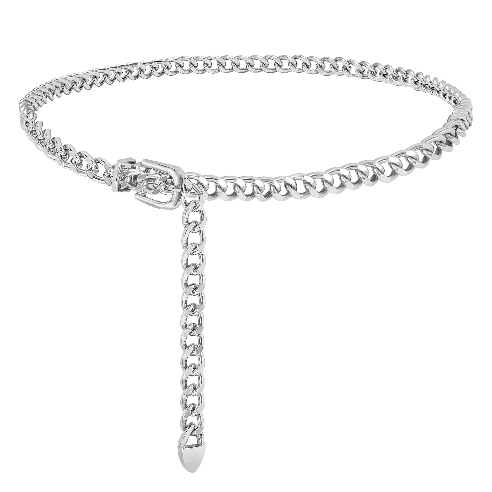Foto 2 pulgar | Cinturón Con Cadena De Cintura Whippy Para Mujer, Tono Plateado, Talla M - Venta Internacional.