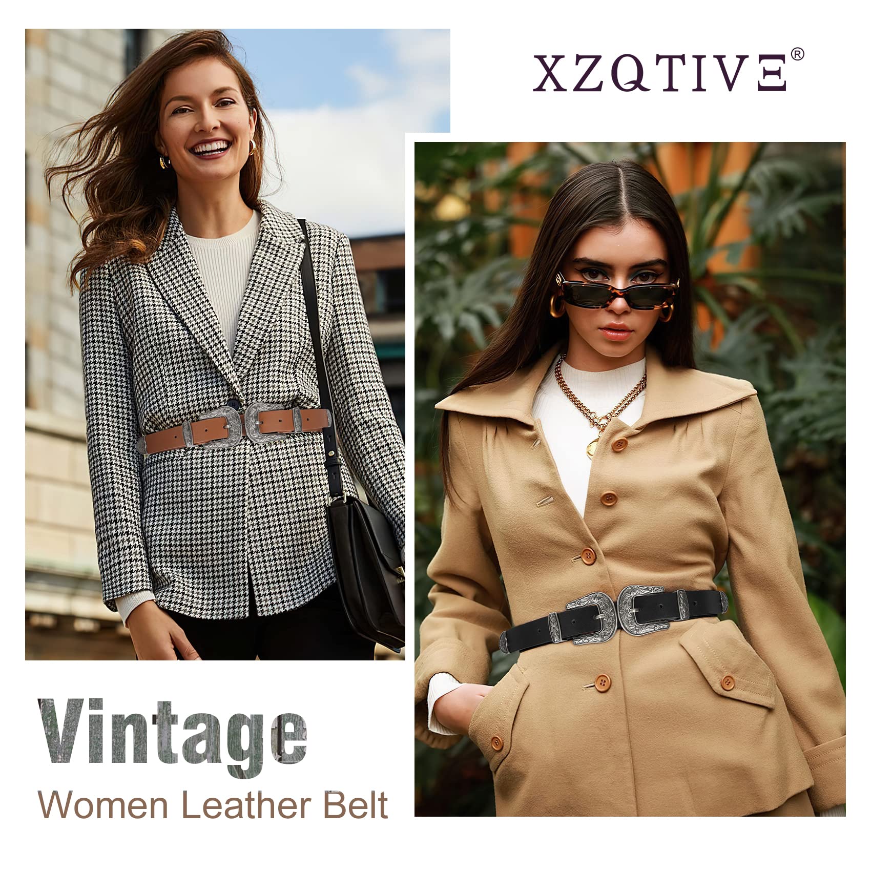 Foto 2 | Cinturón Xzqtive Para Mujer, Estilo Vintage, Estilo Western, Retro, Piel Negra - Venta Internacional.
