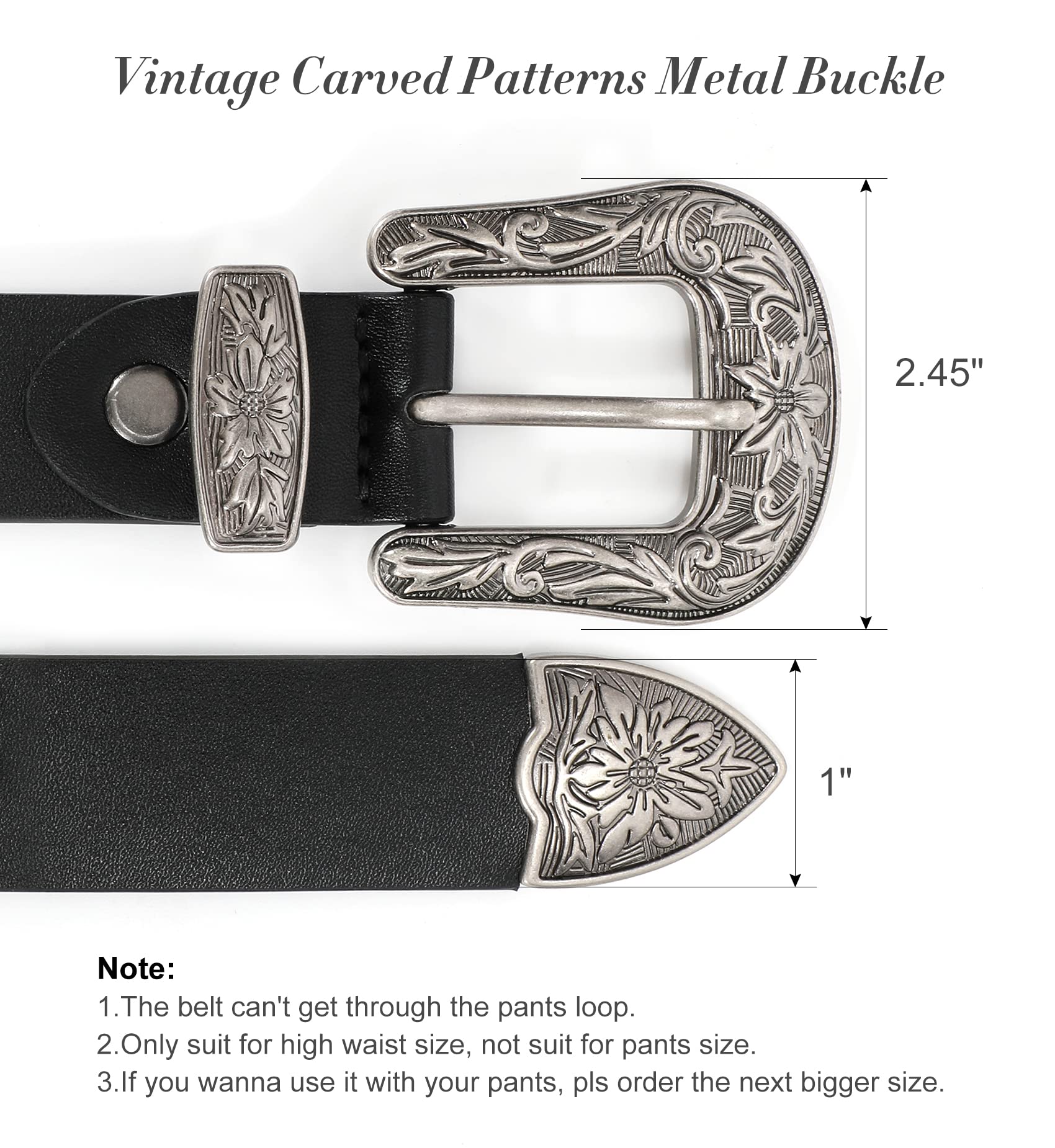 Foto 6 pulgar | Cinturón Xzqtive Para Mujer, Estilo Vintage, Estilo Western, Retro, Piel Negra - Venta Internacional.