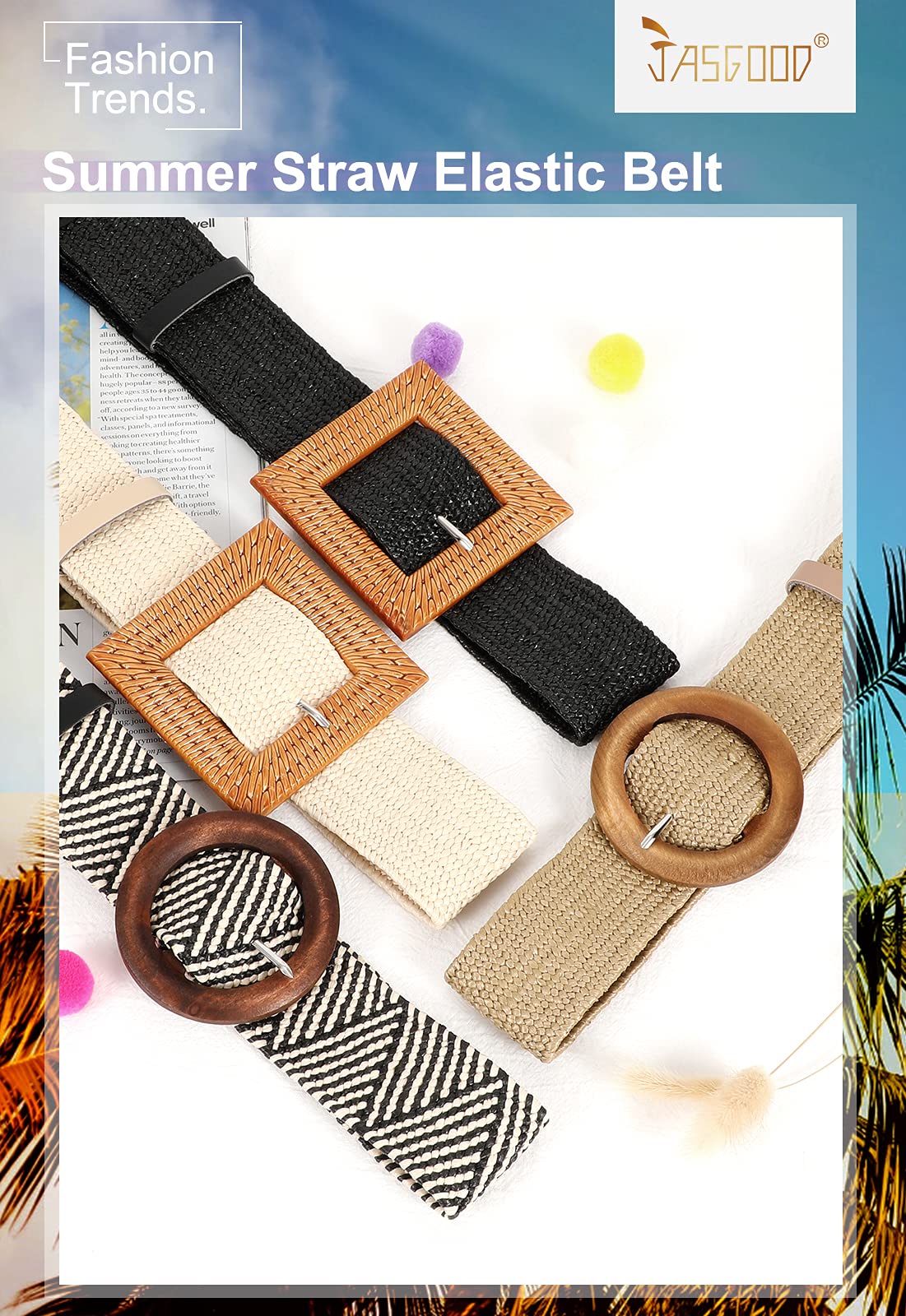 Foto 7 pulgar | Set De 4 Cinturones De Vestir Elásticos Ajustados Para Mujer Jasgood (negro+beige+raya+caqui) - Venta Internacional.