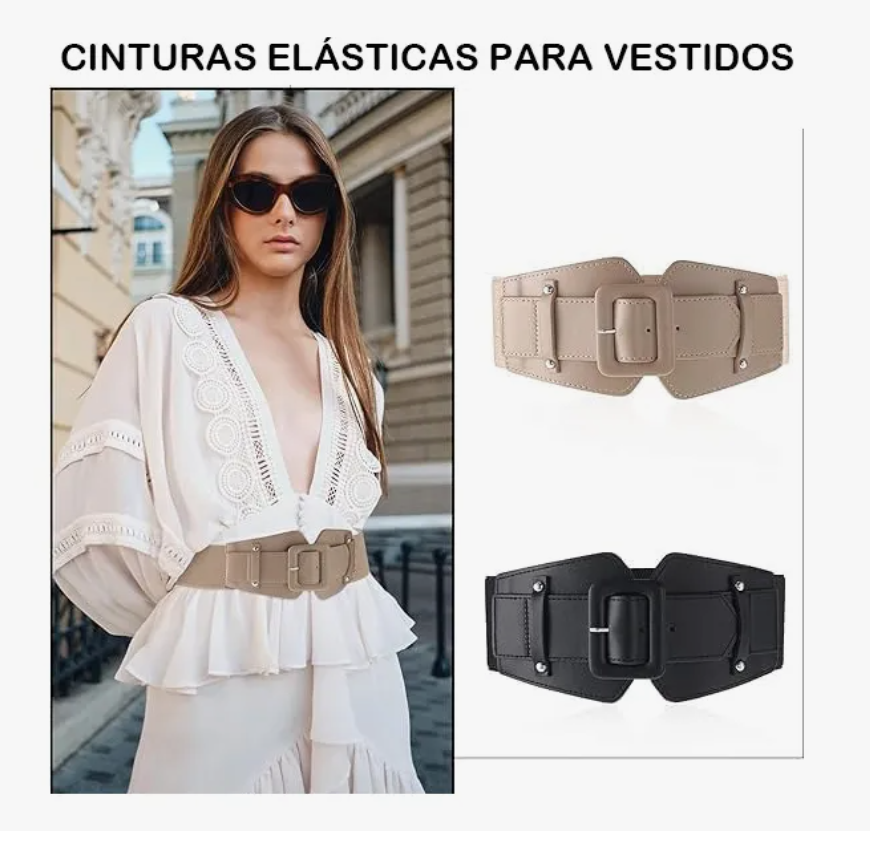 Foto 2 | Cinturones Xtellar Elásticos Anchos Para Mujer  4 Colores  4 Pzas
