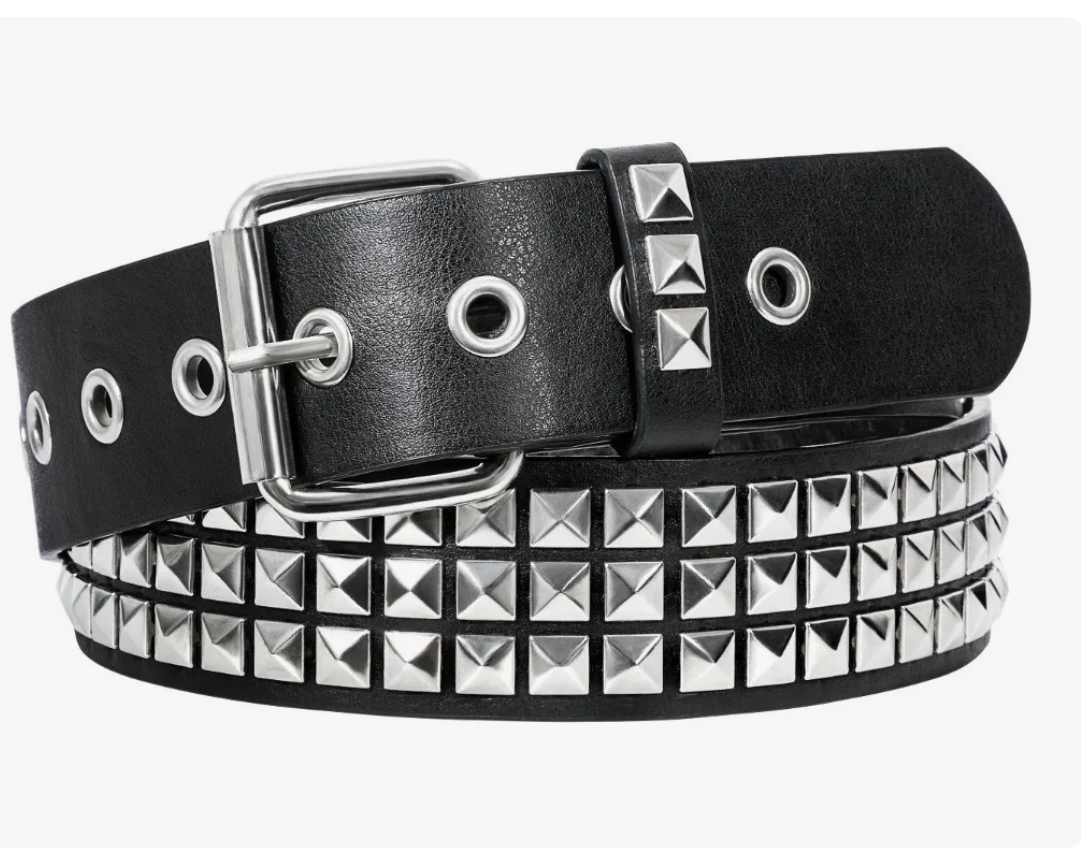 Cinturón Xtellar De Cuero Punk Vintage Piel Sintética Con Tachuelas