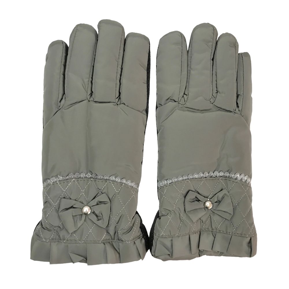 Guantes de Invierno Valiz con Moñitos Gris para Mujer