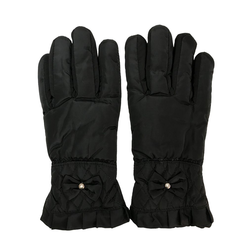 Guantes de Invierno Valiz con Moñitos Negro para Mujer