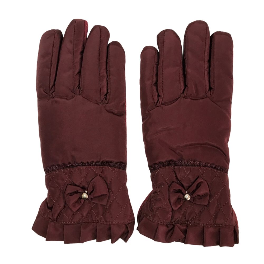 Foto 2 pulgar | Guantes de Invierno Valiz con Moñitos Vino para Mujer