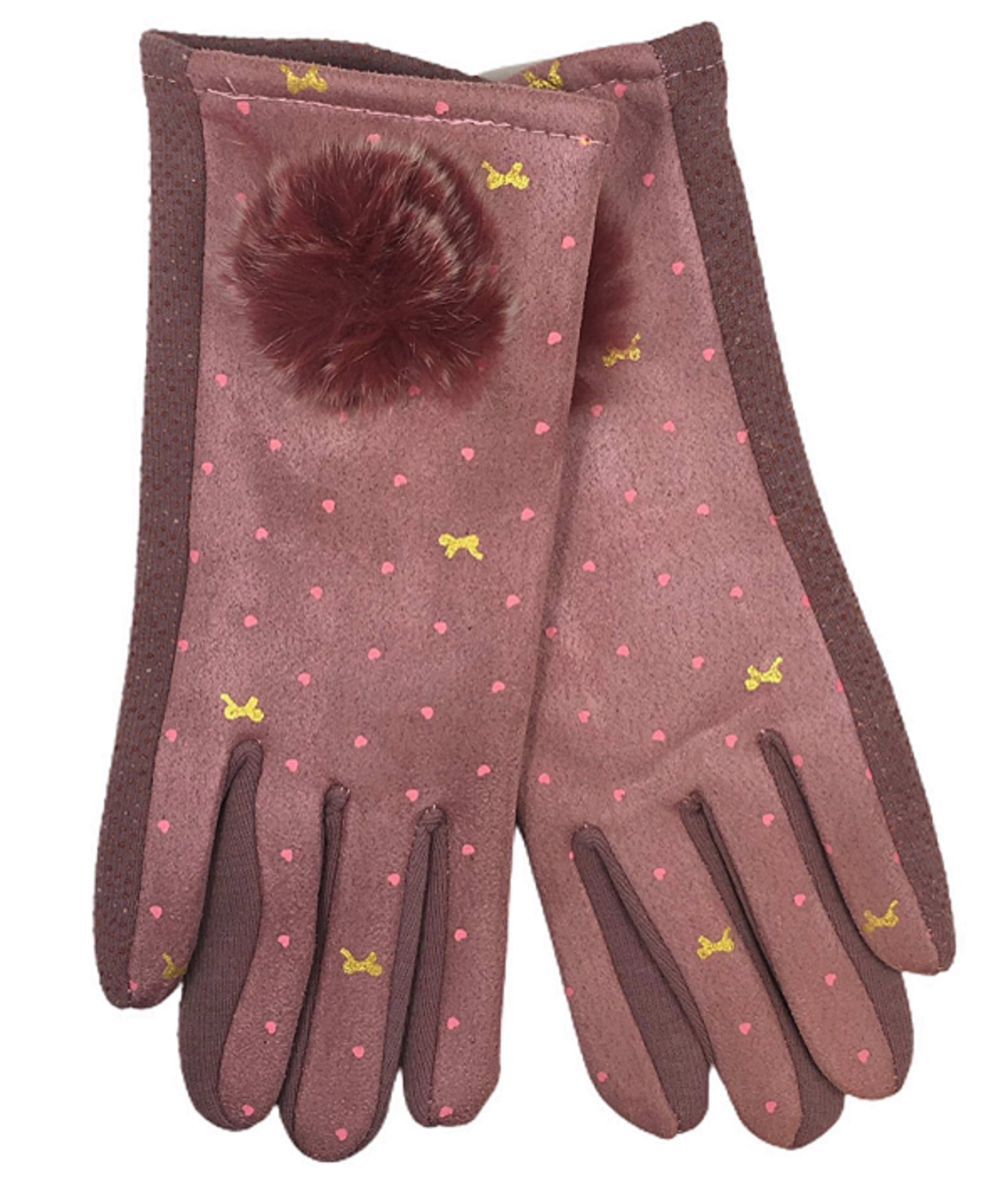 Guante Invierno Para Dama Pompón Vg0049w Rosa