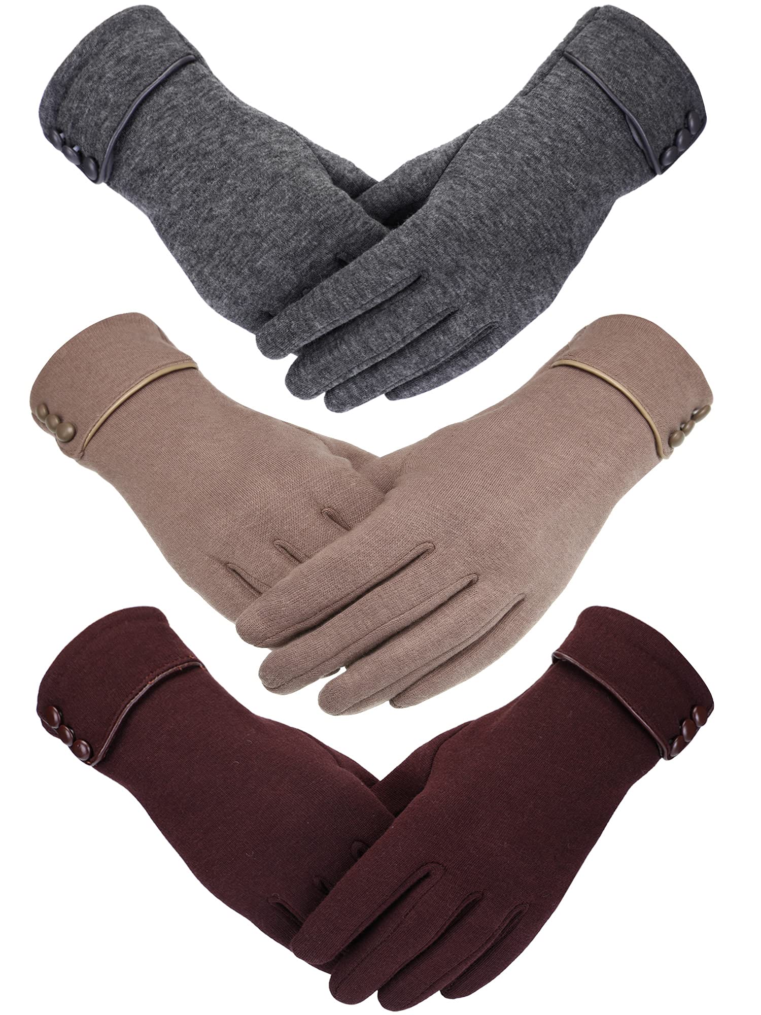 Guantes Patelai De Invierno Para Enviar Mensajes De Texto Con Pantalla Táctil Para Mujer, 3 Pares - Venta Internacional