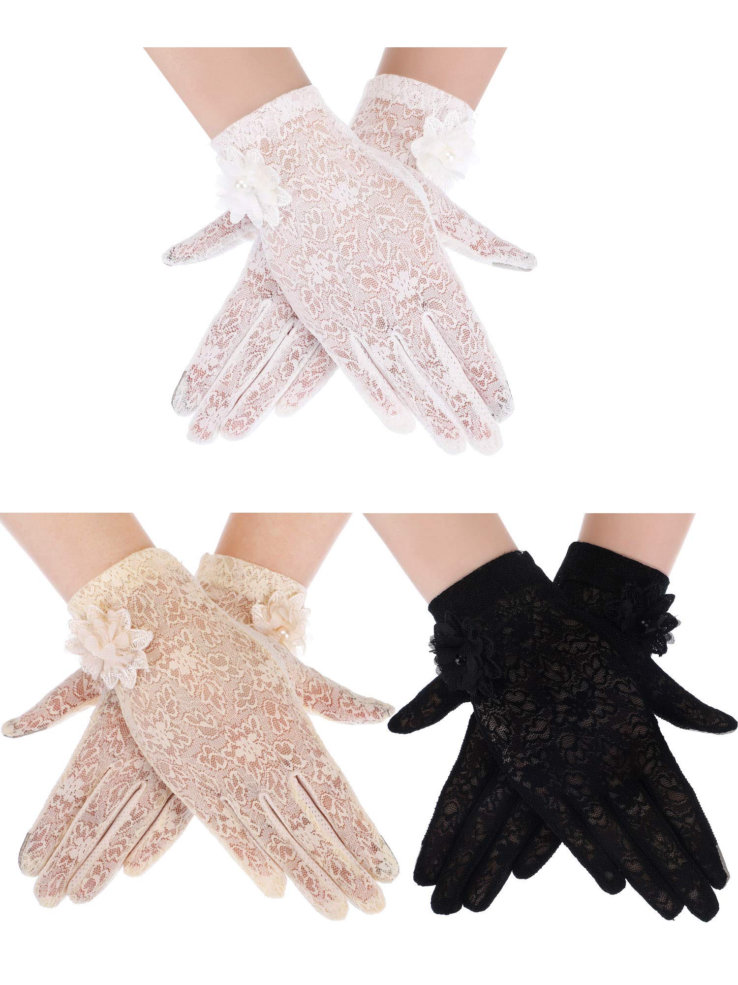 Guantes De Encaje Skylety De Los Años 20 Con Estampado Floral Para Fiesta De Té, 3 Pares - Venta Internacional.
