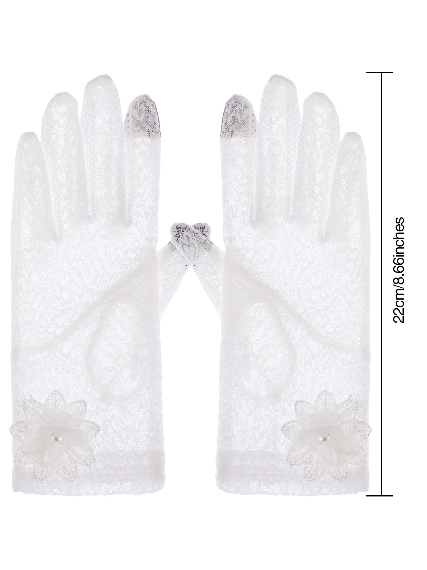 Foto 4 pulgar | Guantes De Encaje Skylety Para Mujer Cortos Con Estampado Floral Para Fiesta De Té X3 - Venta Internacional.