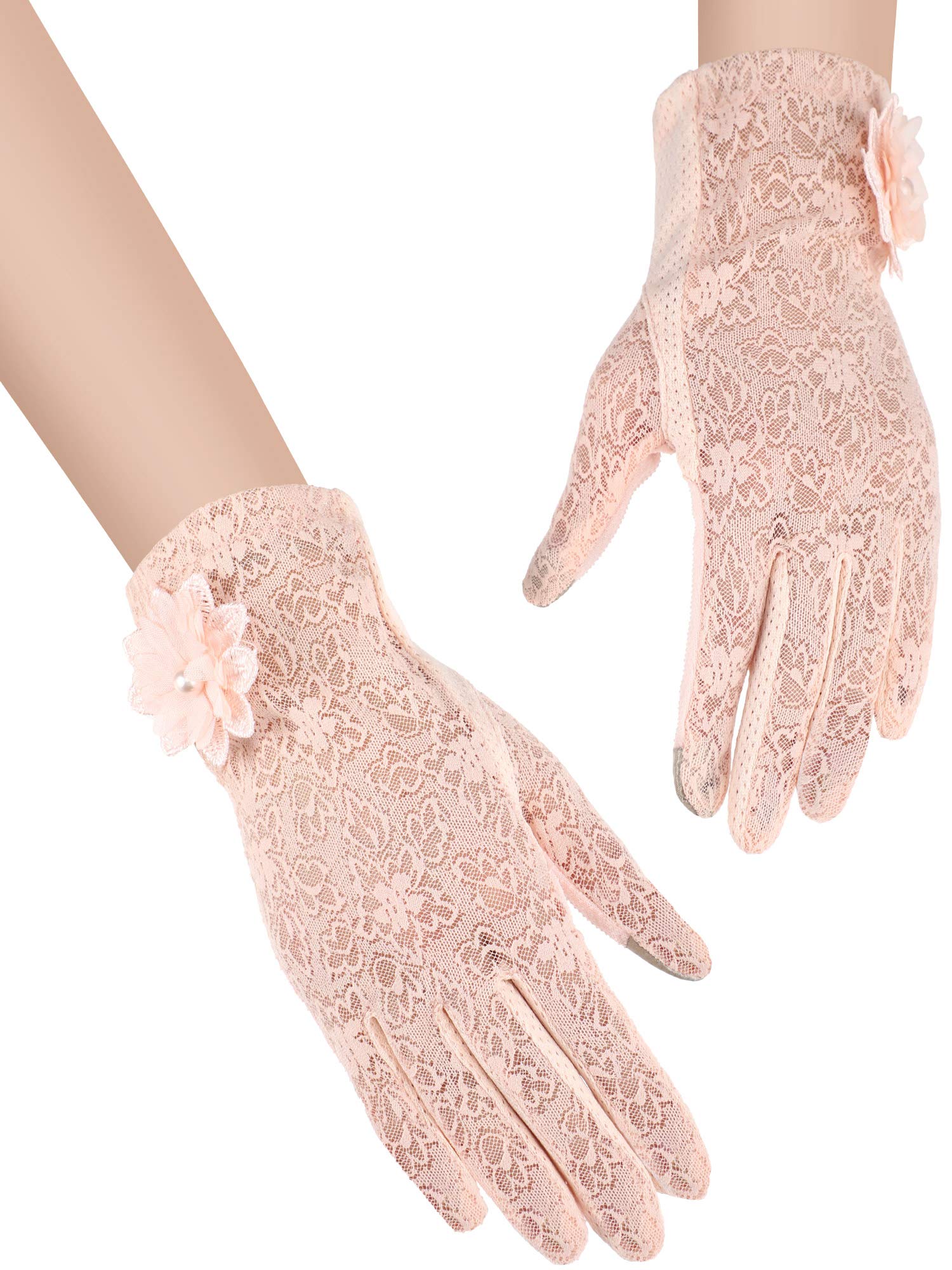 Foto 6 pulgar | Guantes De Encaje Skylety Para Mujer Cortos Con Estampado Floral Para Fiesta De Té X3 - Venta Internacional.
