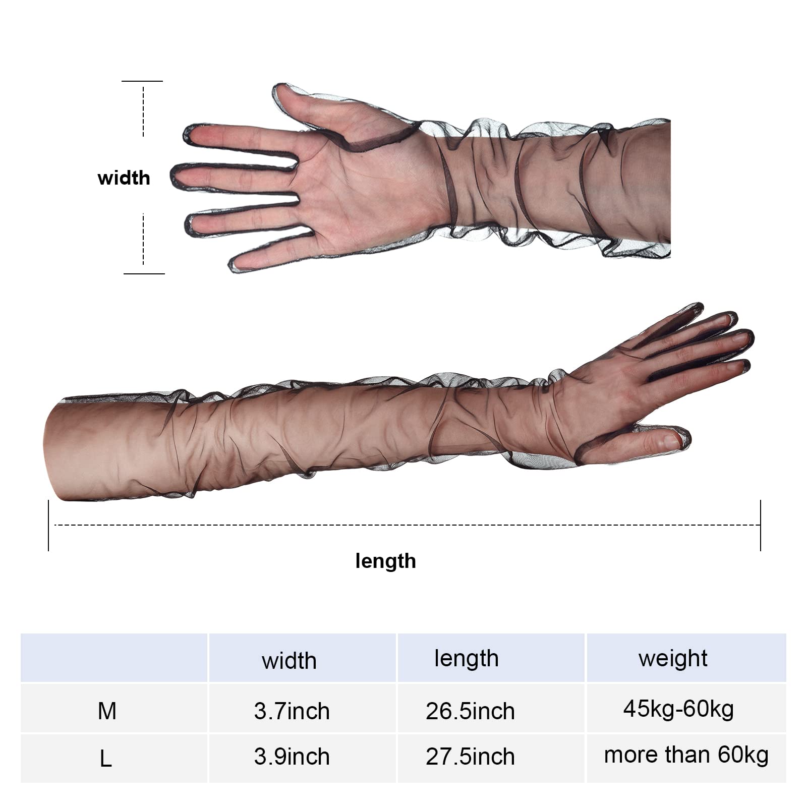 Foto 2 | Guantes Satinior De Tul Transparente Hasta El Codo Para Mujer (4 Pares) - Venta Internacional.
