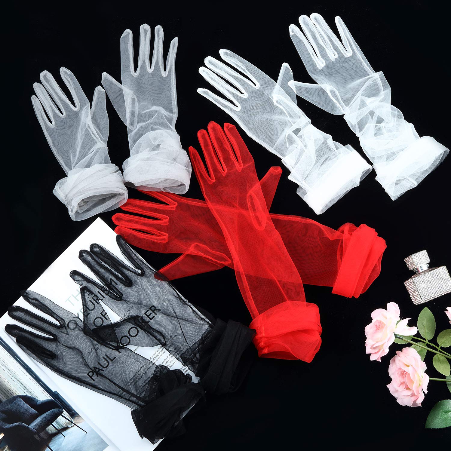 Foto 4 pulgar | Guantes Satinior De Tul Transparente Hasta El Codo Para Mujer (4 Pares) - Venta Internacional.